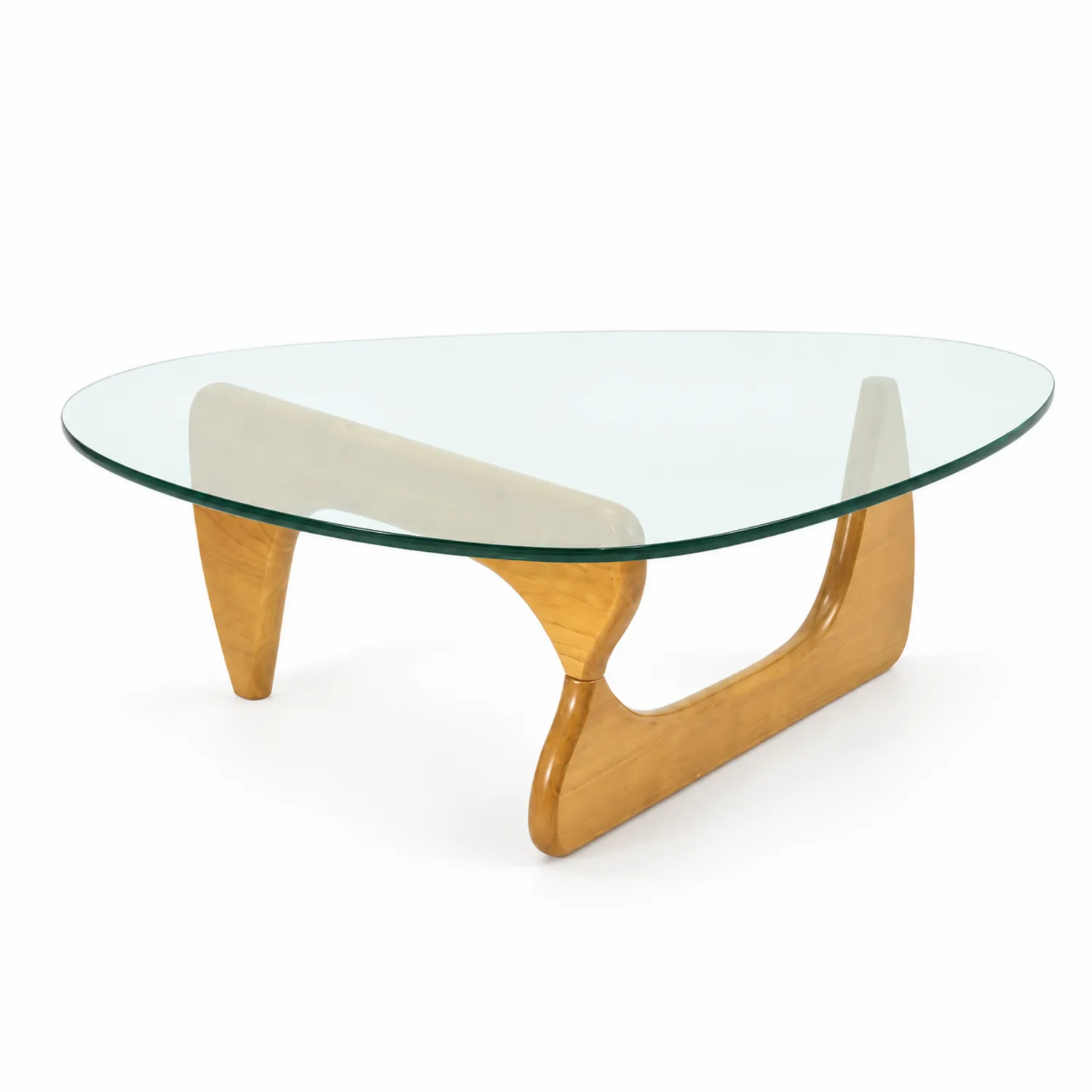 Ovaler Couchtisch aus Glas und Holz 125x75x40cm