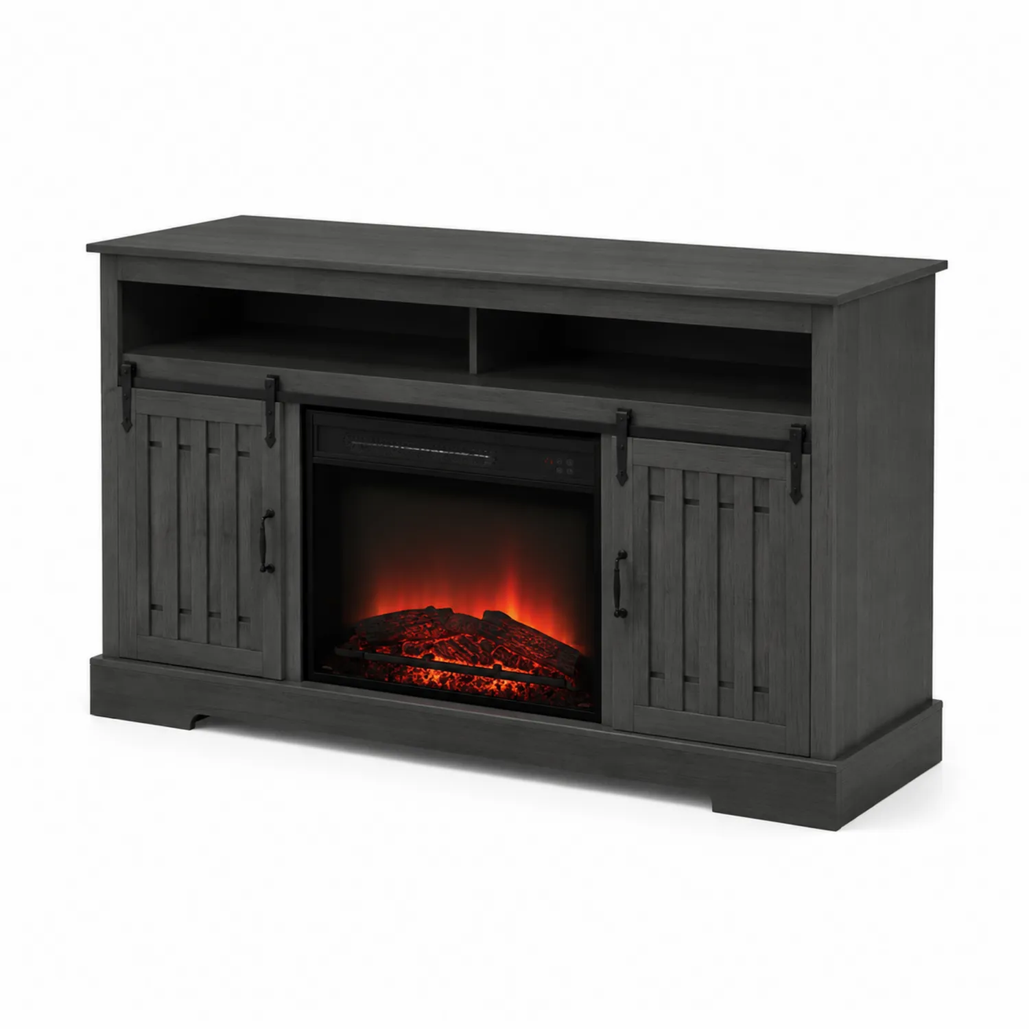 TV-Sideboard mit elektrischem Kamin Holz Grau 120x40x80cm