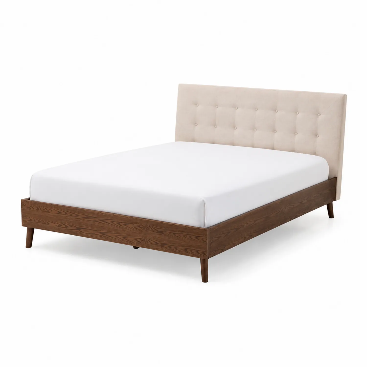 Doppelbett mit gepolstertem Kopfteil und Eichenholzrahmen 200x160cm
