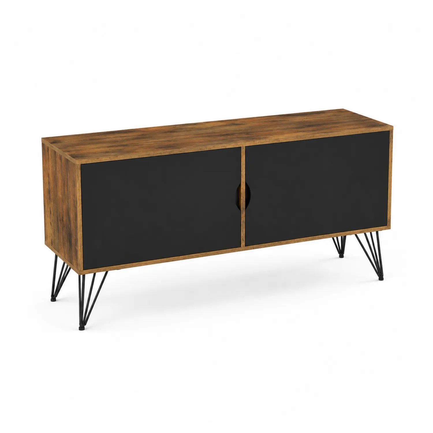 TV-Schrank MDF mit Metallbeinen Schwarz und Braun 120x40x50cm
