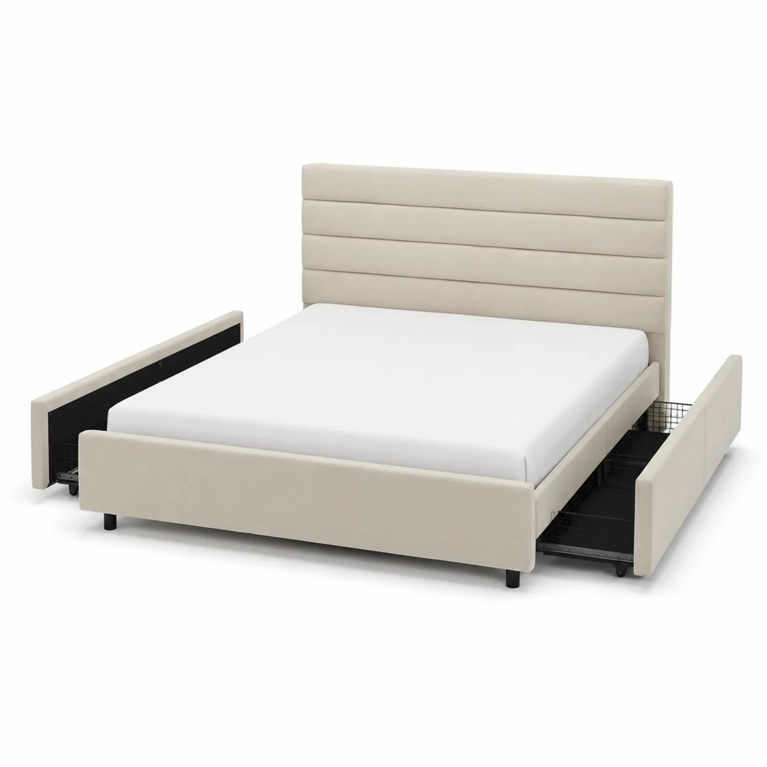 Polsterbett mit Schubladen Stoff Beige 200x160 cm
