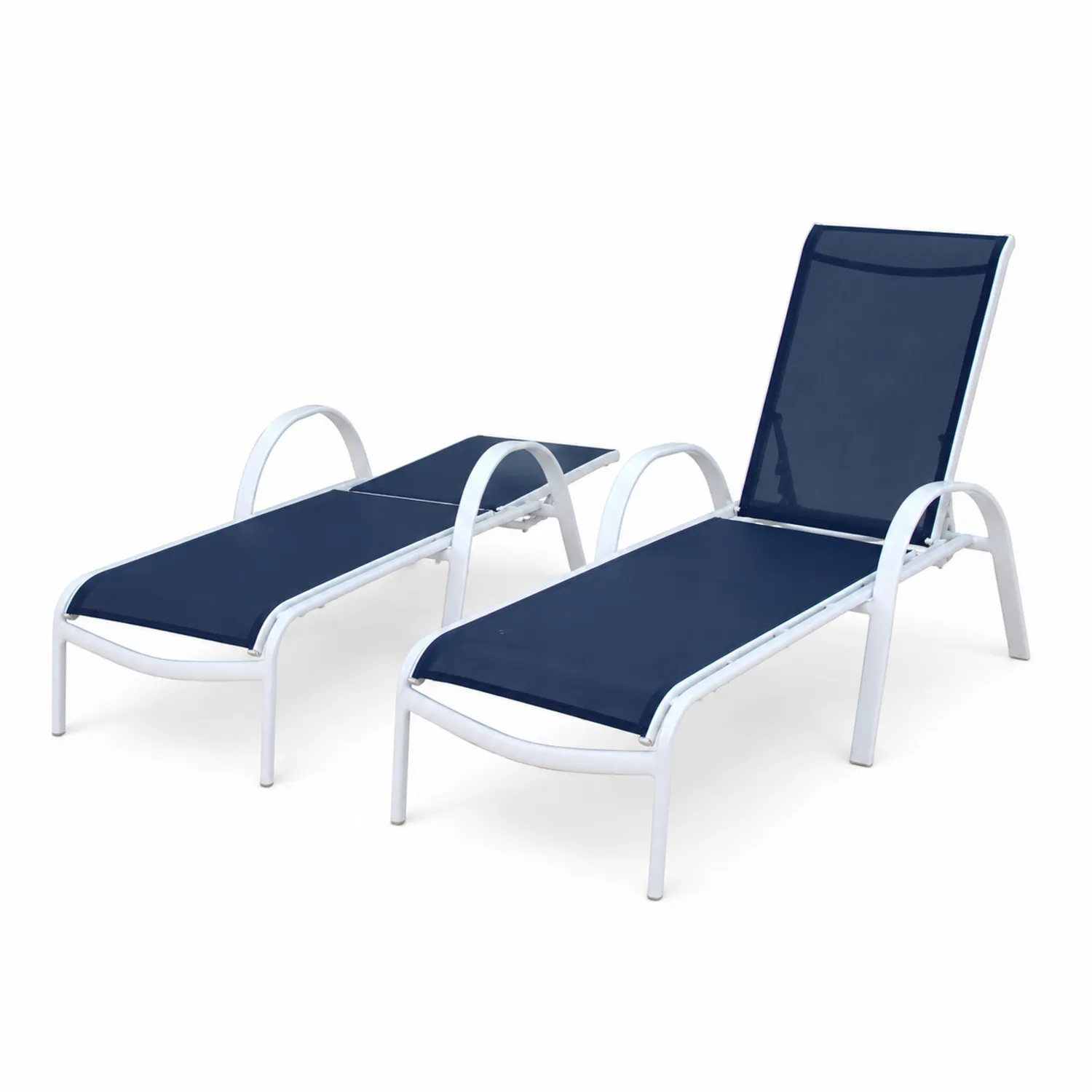 Set aus 2 Sonnenliegen Aluminium Textilene Dunkelblau