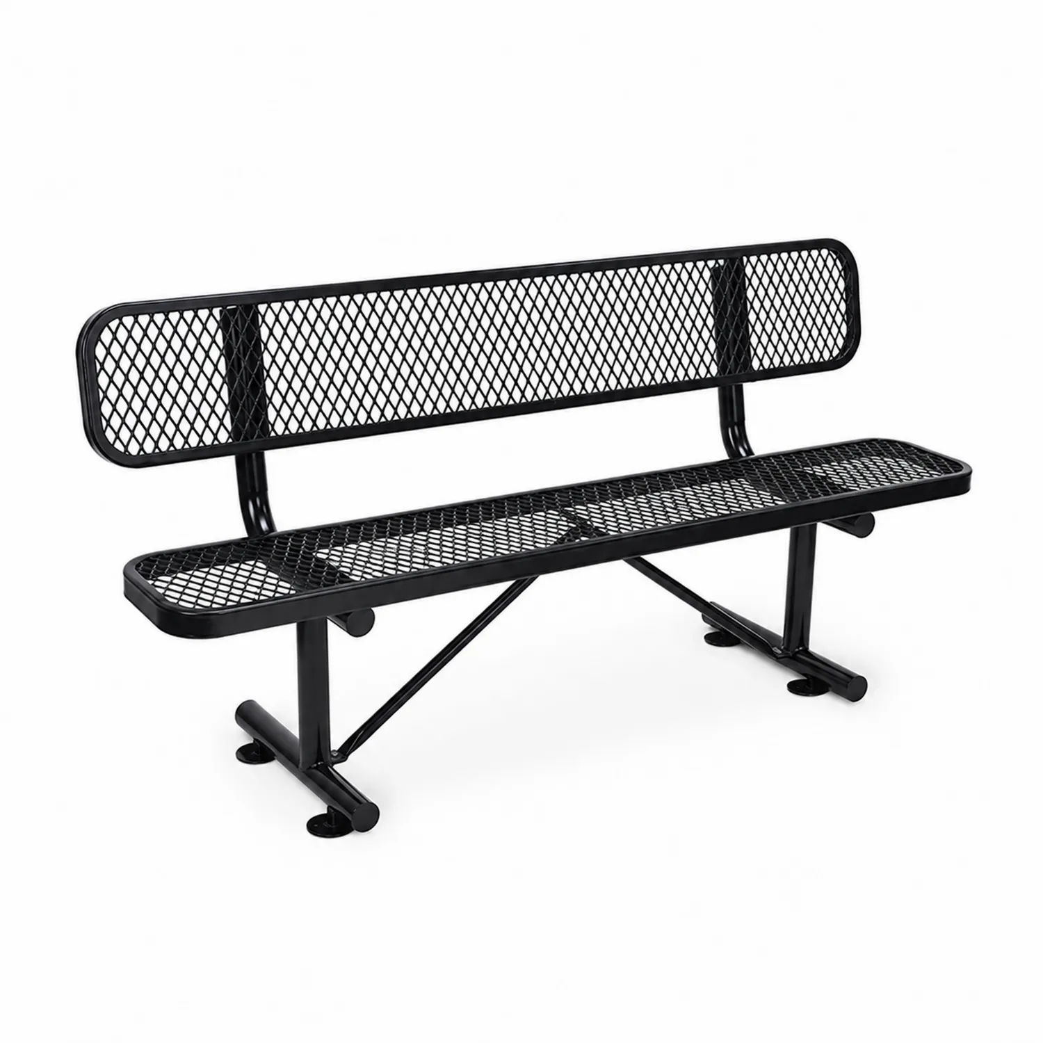 Metallbank mit Netzdesign Schwarz 150 cm