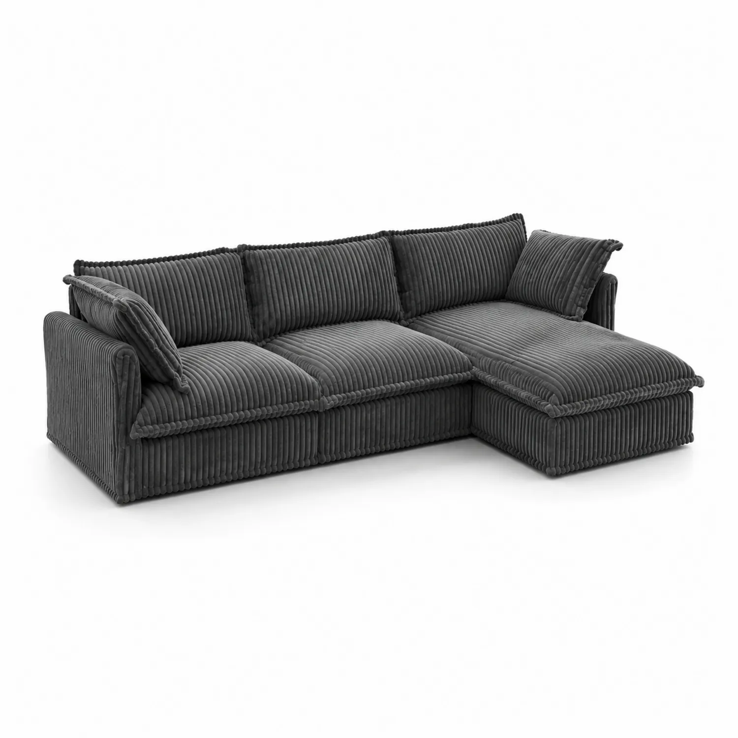 Ecksofa aus Cordstoff Dunkelgrau 300 cm