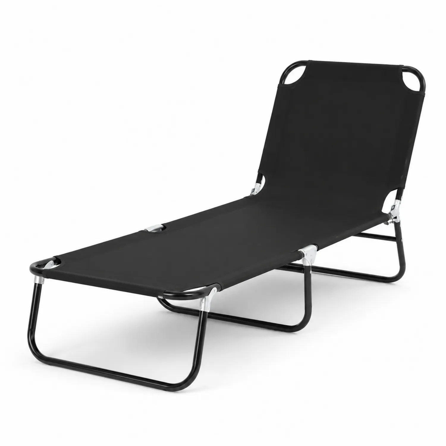 Sonnenliege Stahlrahmen Polyester Schwarz 190x56x28 cm