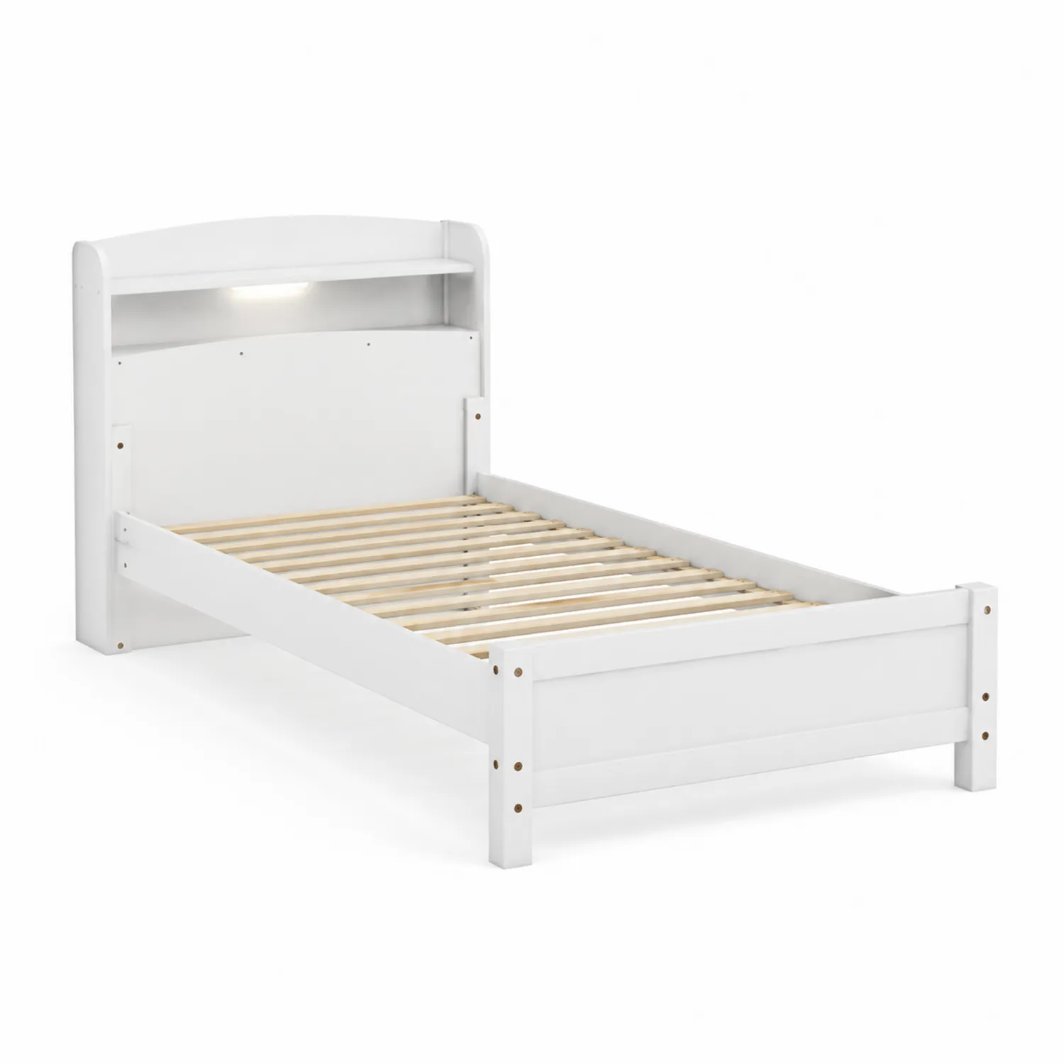 Einzelbett Holz Weiß 200x90 cm mit Kopfteil