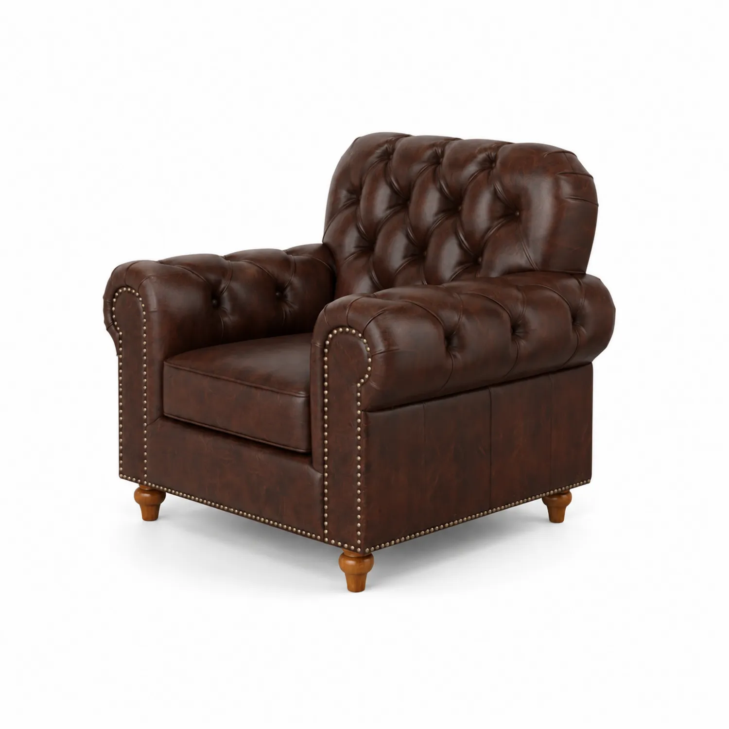 Chesterfield Sessel Leder Braun