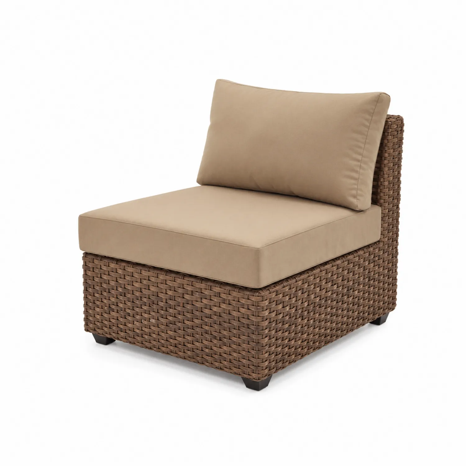 Outdoor Loungesessel mit Stahlrahmen und Polyrattan Braun Beige