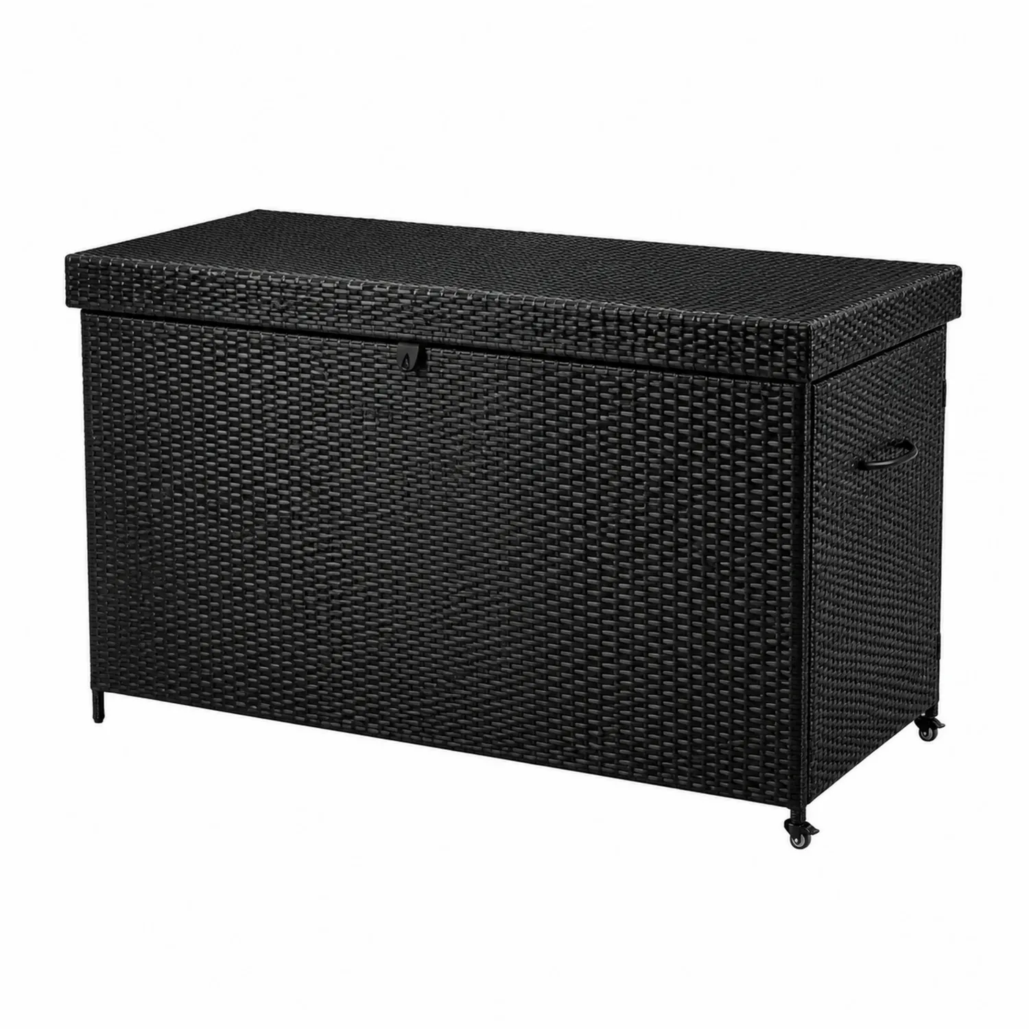 Rechteckige Polyrattan-Aufbewahrungsbox Schwarz 120x60x55 cm