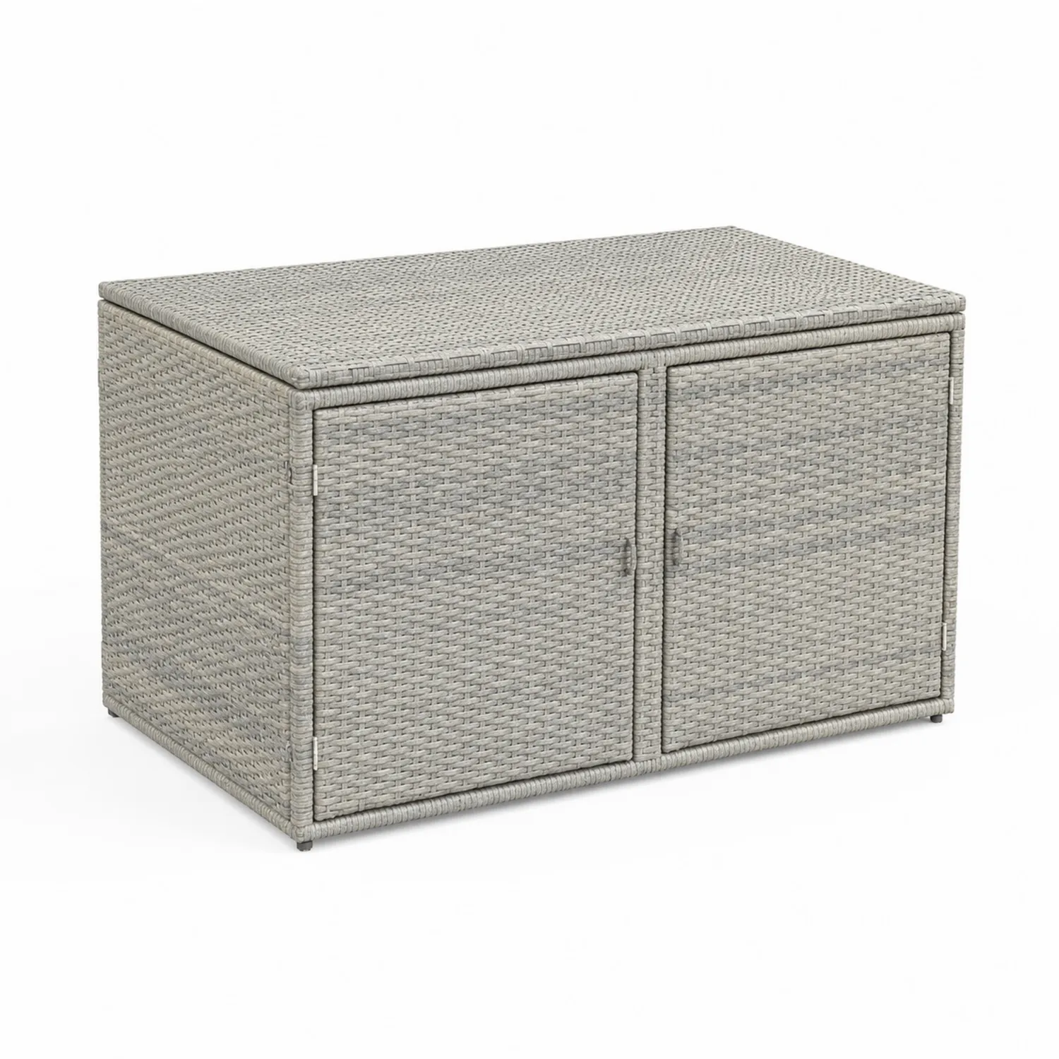 Rattanoptik Kunststoff Aufbewahrungsbox Grau 120x60x60cm