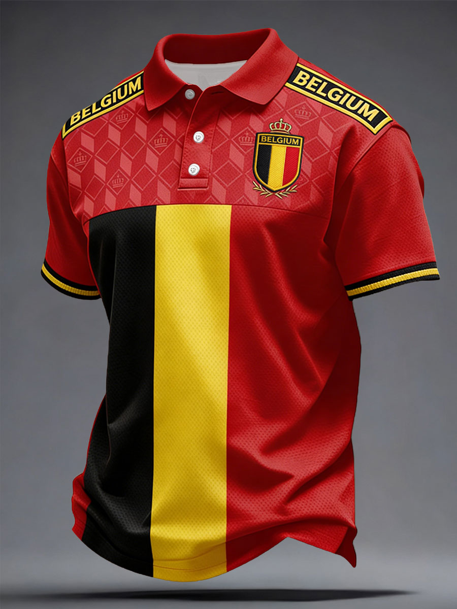 Men's Belgium Football Lover Printed Casual Tops
