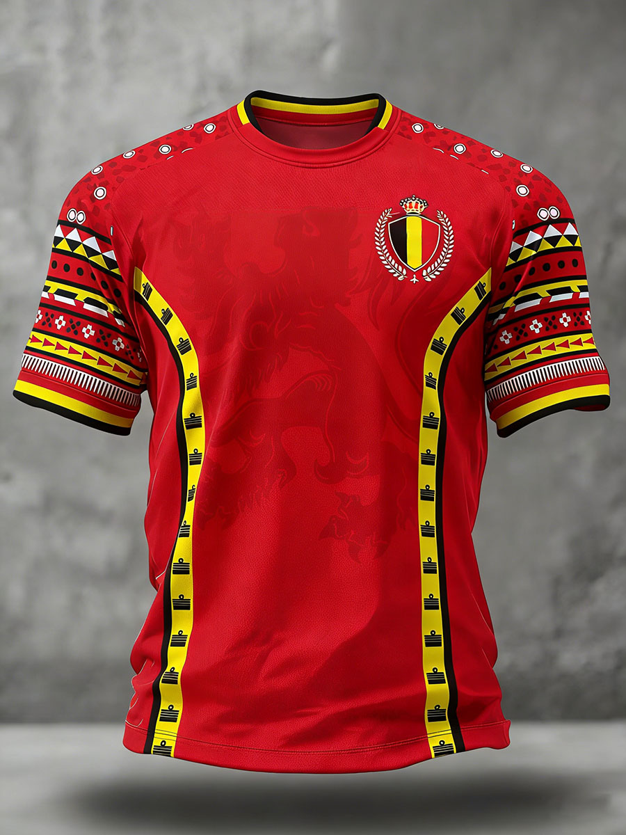 Men's Belgium Football Lover Printed T-shirt