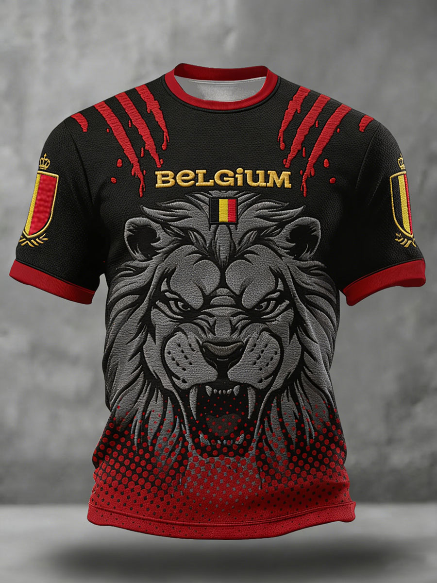Men's Belgium Football Lover Printed T-shirt