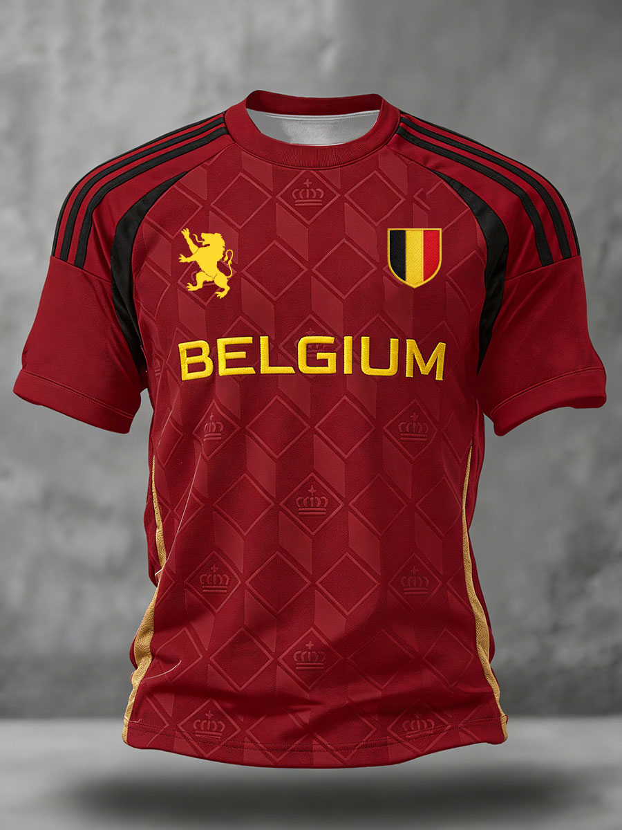 Men's Belgium Football Lover Printed T-shirt