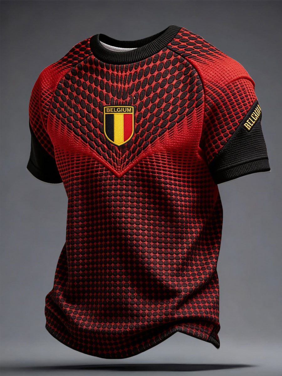 Men's Belgium Football Lover Printed T-shirt