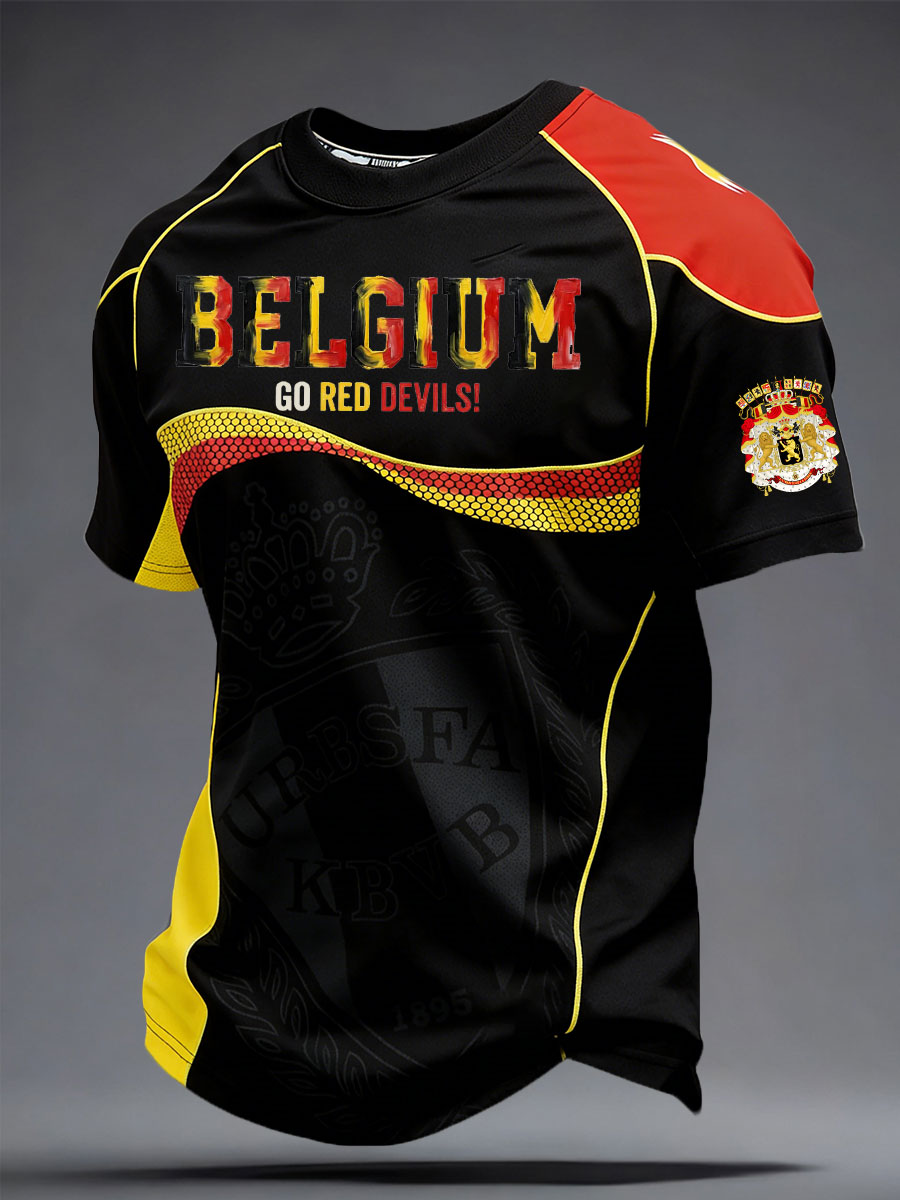 Men's Belgium Football Lover Printed T-shirt