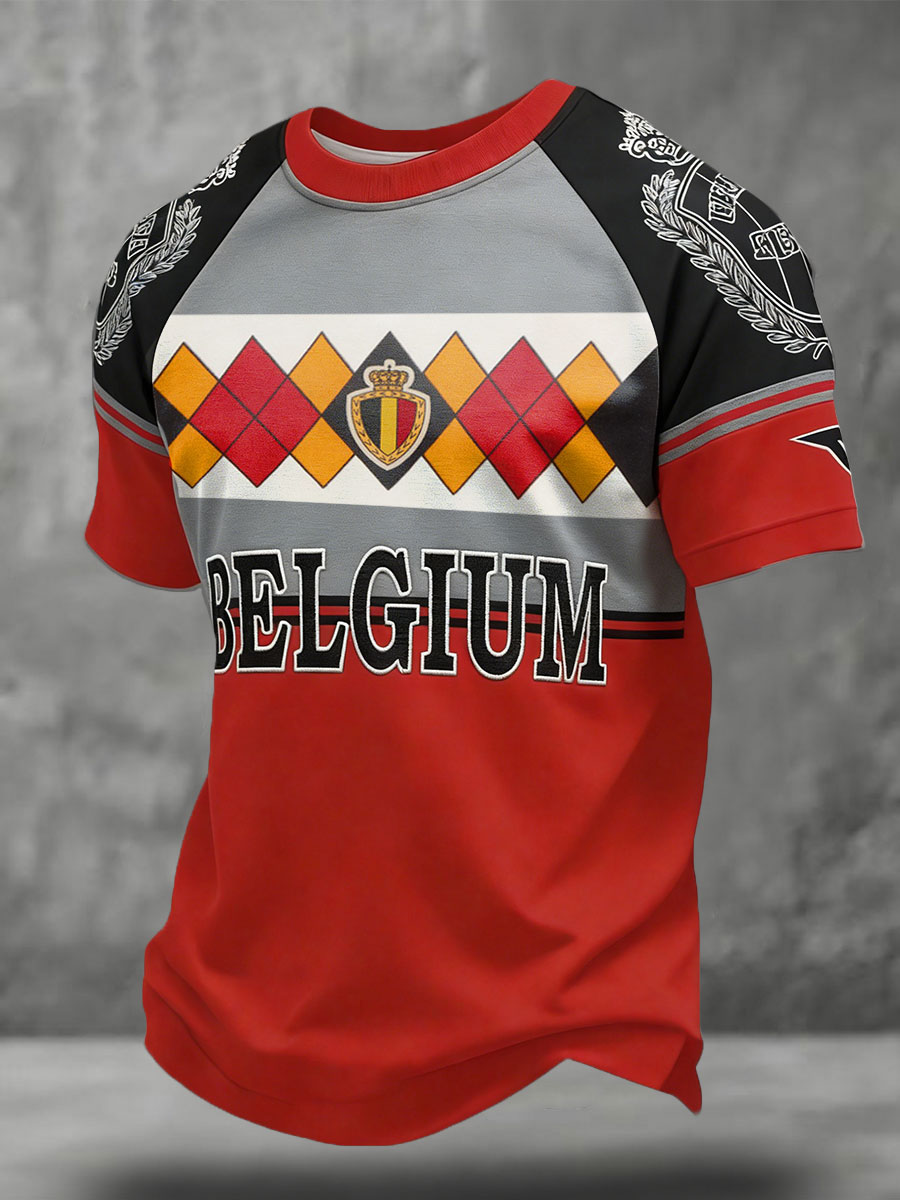 Men's Belgium Football Lover Printed T-shirt