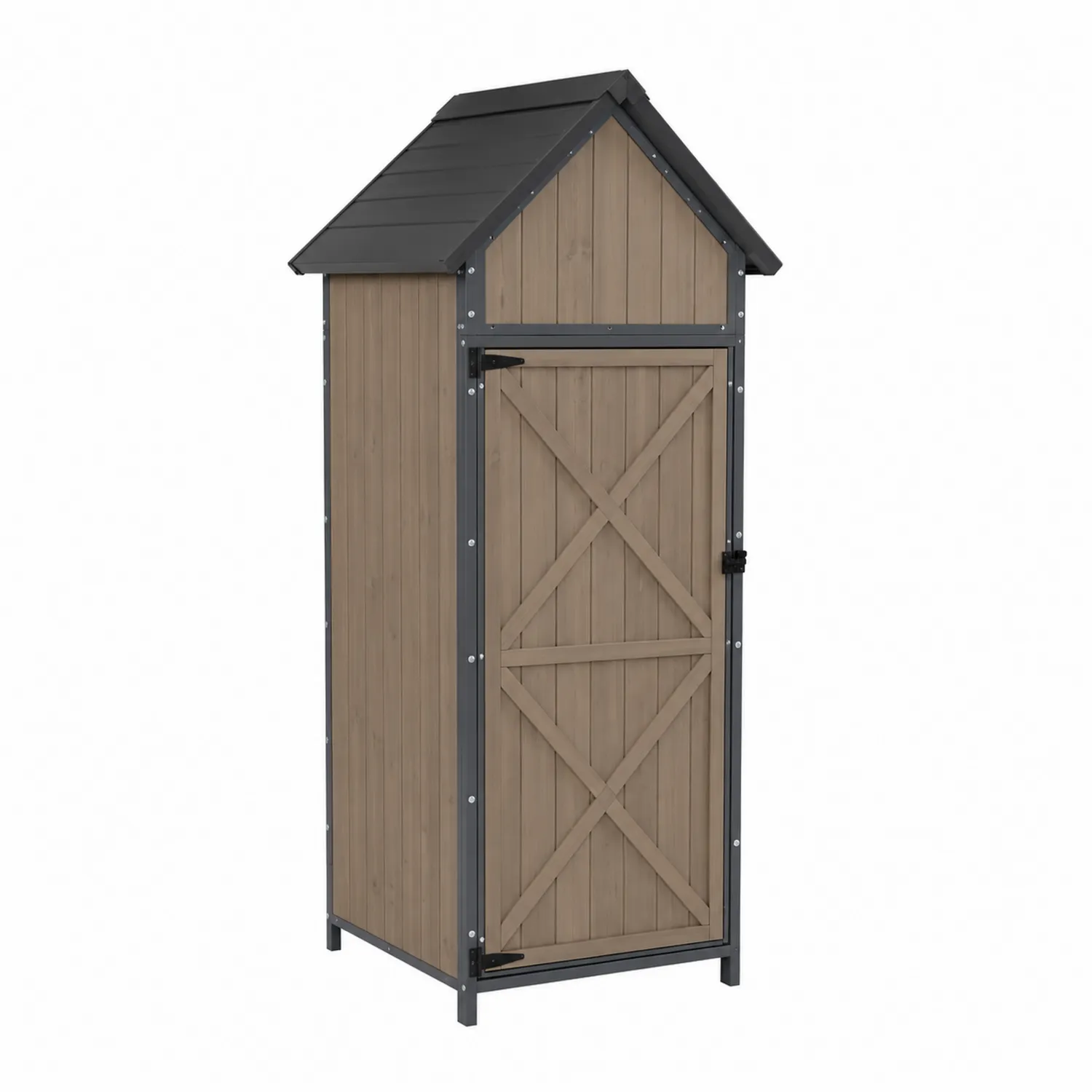 Holz Gartenschuppen mit Metalldach Rechteckig 200 cm Höhe-Viverformio