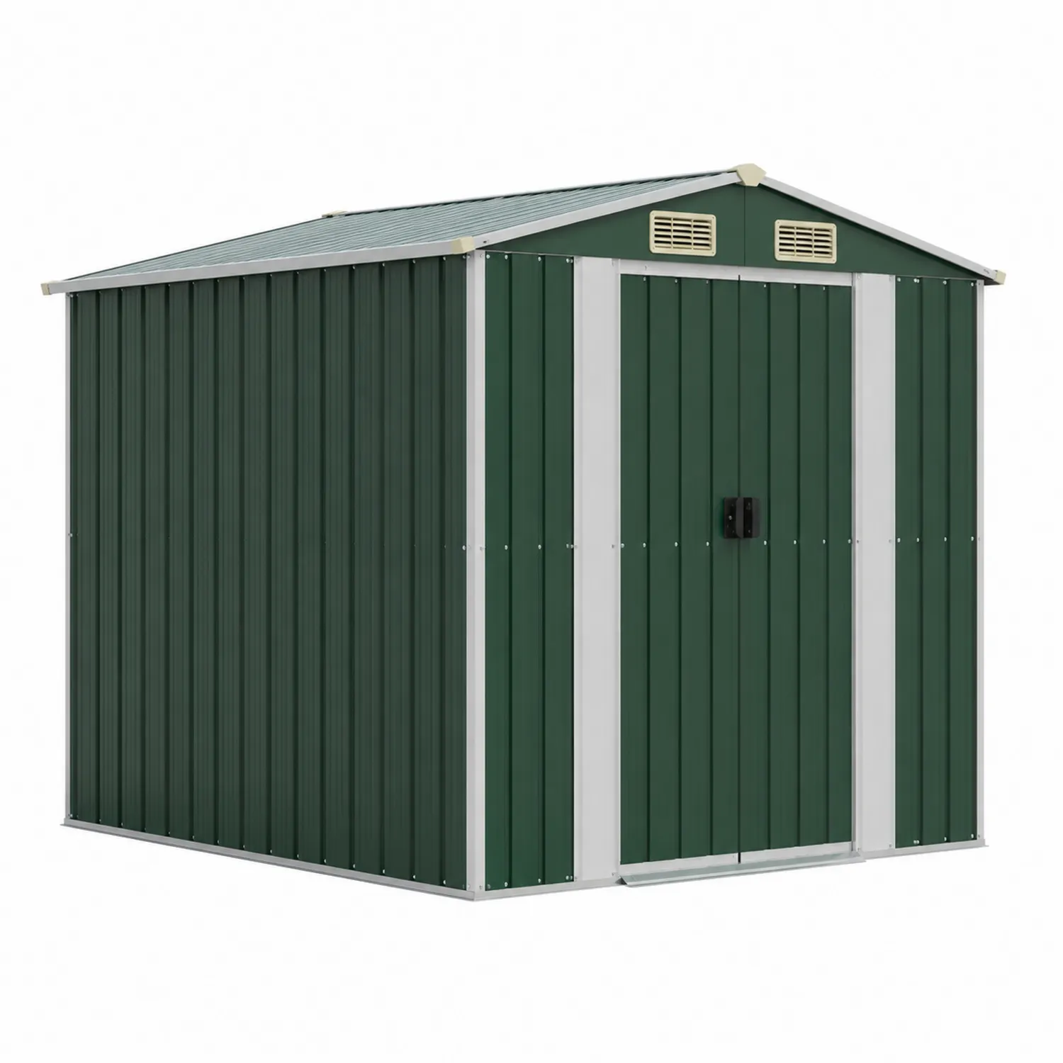 Stahl-Gartenhaus 2x3m Grün mit Lüftungsschlitzen-Viverformio