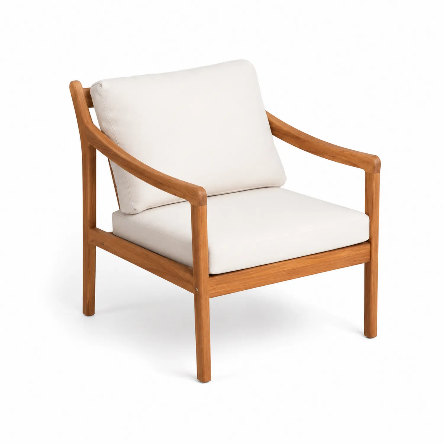 Sessel Teakholz mit Polyesterkissen Beige 75x85x80 cm-Viverformio