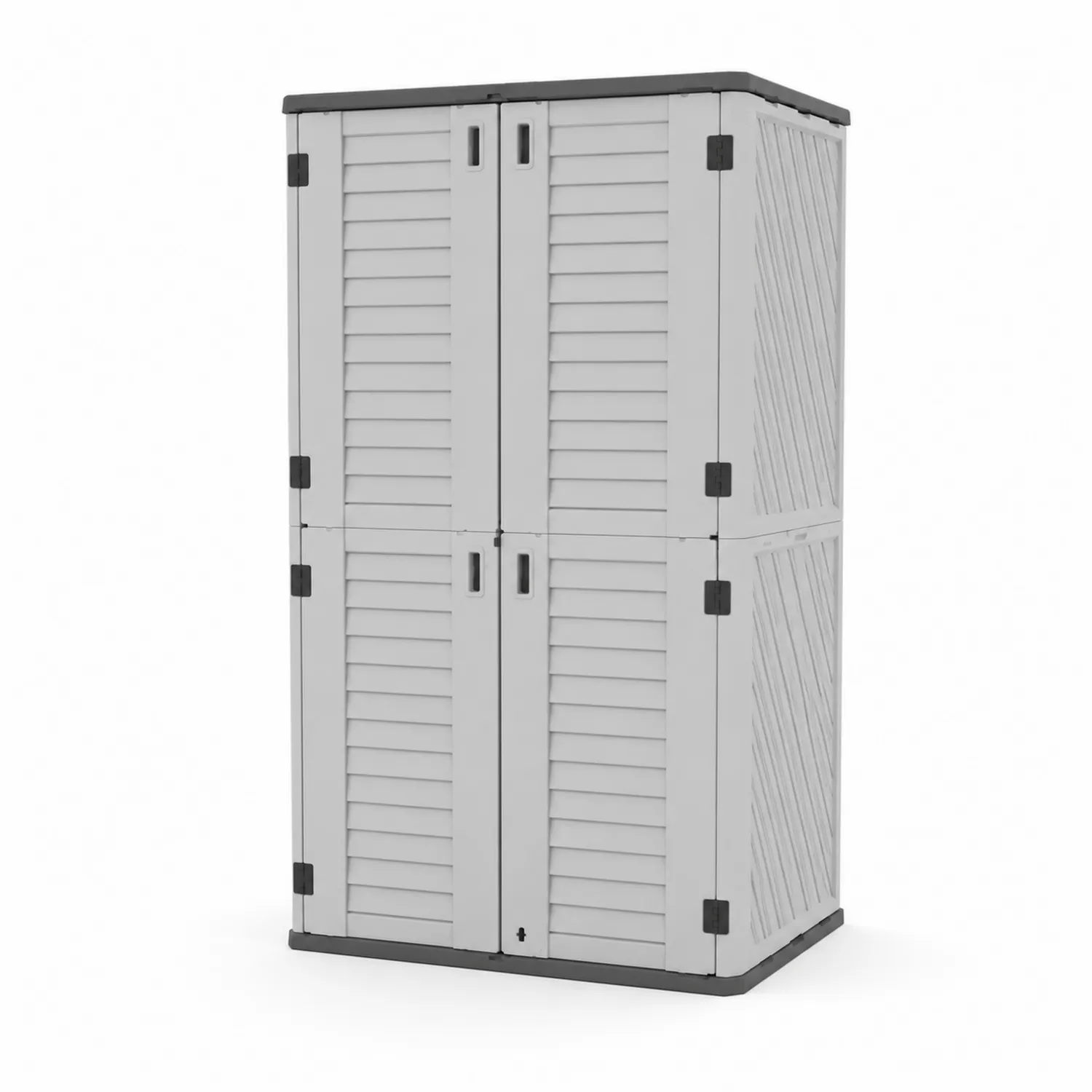 Kunststoff Gartenschrank mit Doppeltüren Grau 180cm x 90cm x 50cm-Viverformio