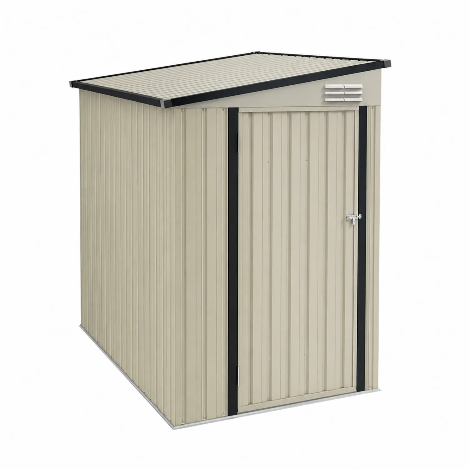 Metall Gerätehaus aus verzinktem Stahl 195x122x180 cm Beige mit Flachdach-Viverformio
