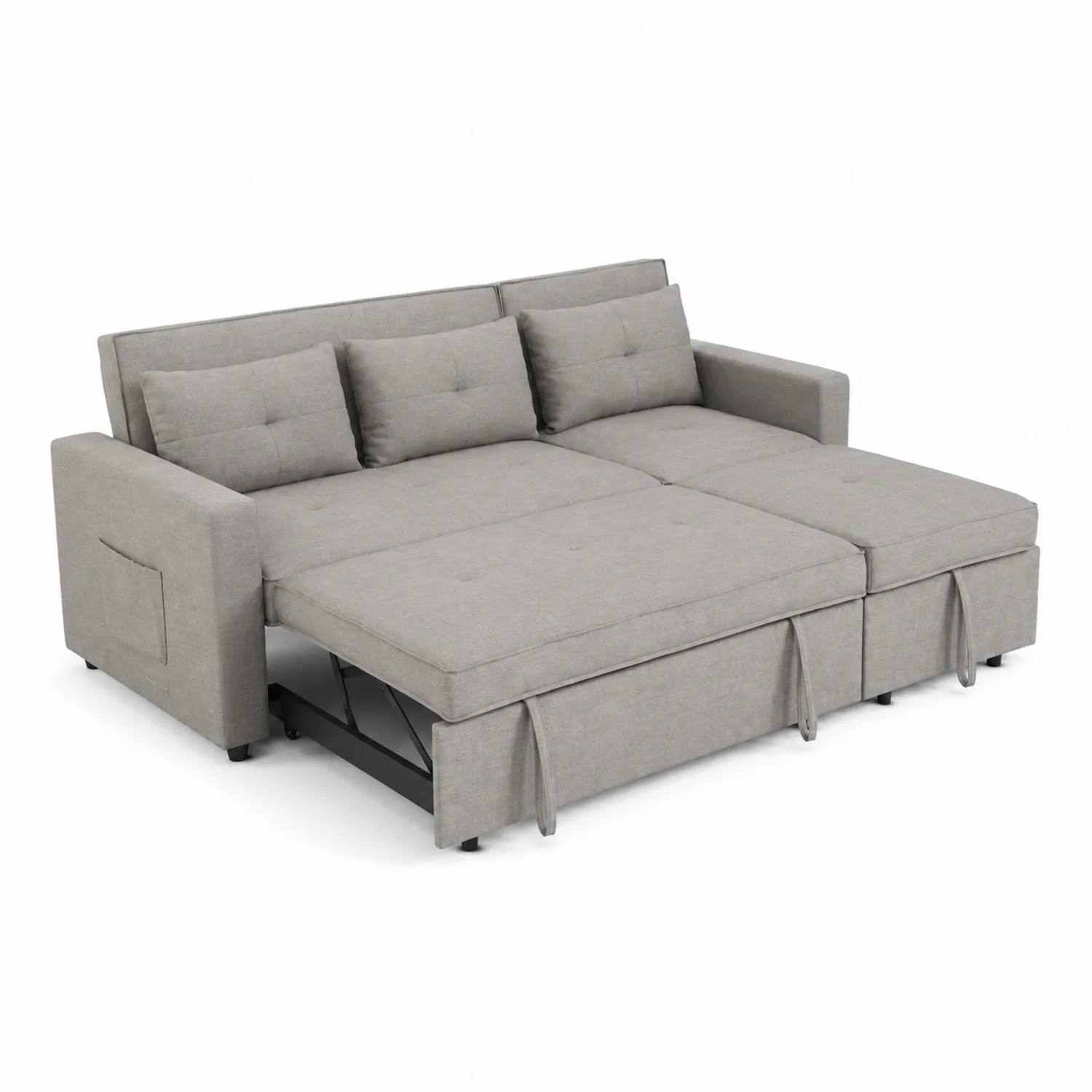 Schlafsofa mit Stauraum aus Stoff Grau 220x150x90cm-Viverformio
