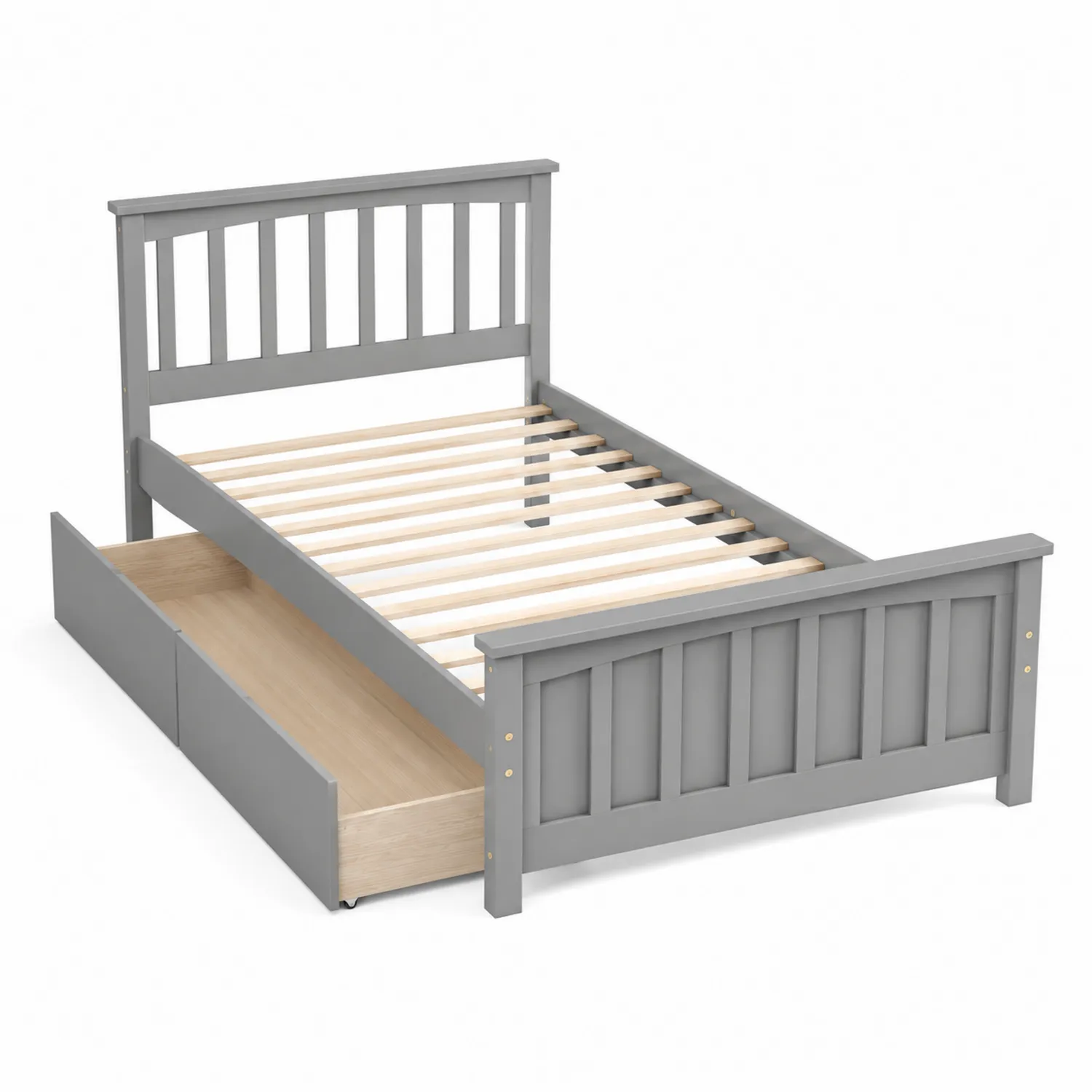 Holzbett 200x140 cm Grau mit Schublade-Viverformio