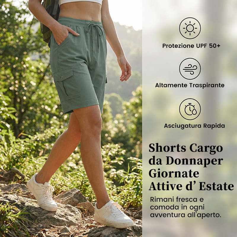 👖 Shorts Cargo da Donna a Asciugatura Rapida con Tasche | UPF 50+ & Vestibilità Regolabile