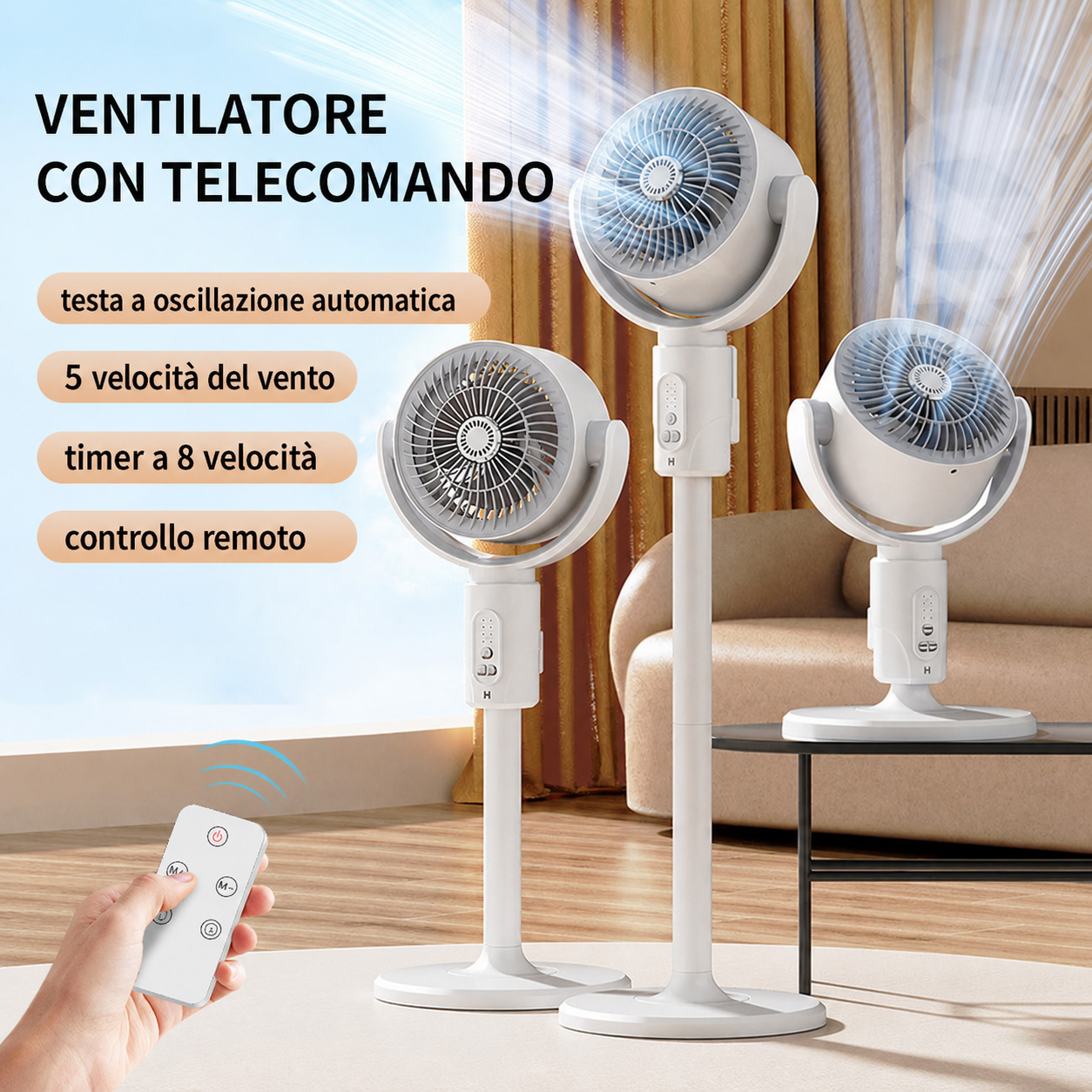 🍃 20 decibel, più silenzioso di un sussurro; portata d'aria di 30 metri per una piacevole frescura in tutta la stanza