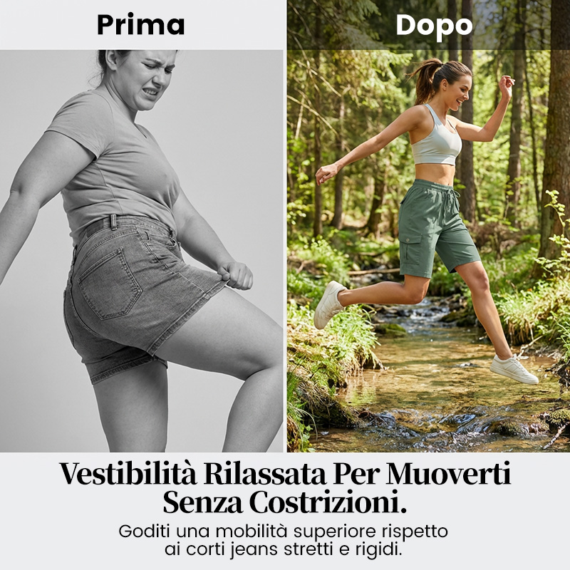 👖 Shorts Cargo da Donna a Asciugatura Rapida con Tasche | UPF 50+ & Vestibilità Regolabile