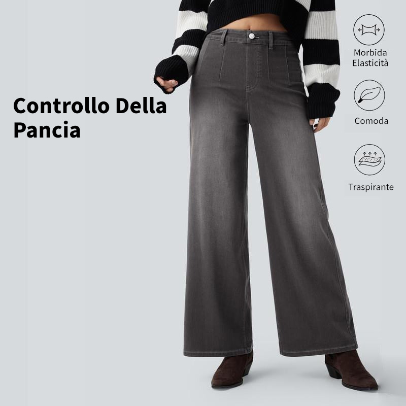 💛 Jeans a vita alta e gamba larga | Modella la pancia, vestibilità casual 🔥 Compra 2: spedizione gratuita e 10% di sconto