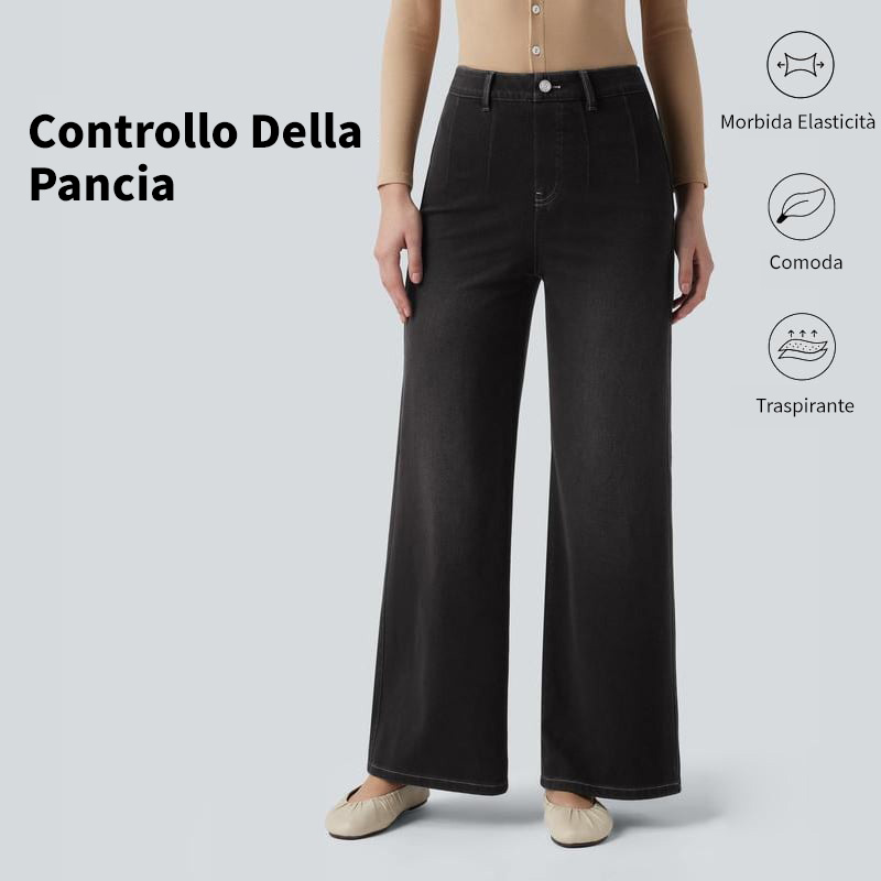 💛 Jeans a vita alta e gamba larga | Modella la pancia, vestibilità casual 🔥 Compra 2: spedizione gratuita e 10% di sconto