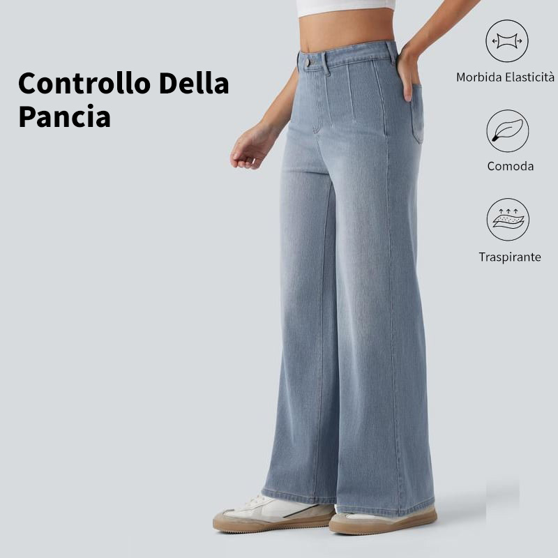 💛 Jeans a vita alta e gamba larga | Modella la pancia, vestibilità casual 🔥 Compra 2: spedizione gratuita e 10% di sconto