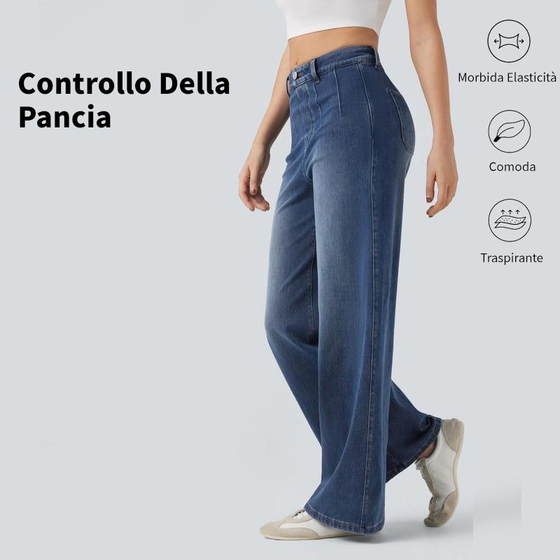 💛 Jeans a vita alta e gamba larga | Modella la pancia, vestibilità casual 🔥 Compra 2: spedizione gratuita e 10% di sconto