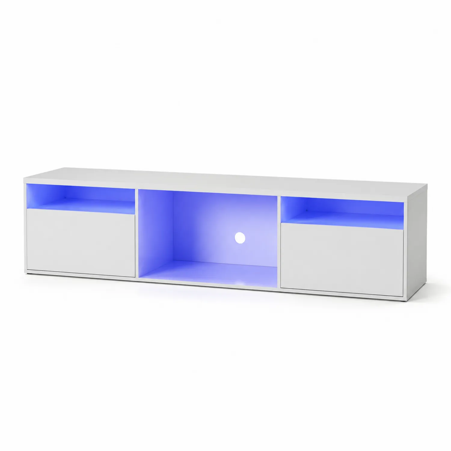 Mobile TV in MDF bianco con LED blu integrati