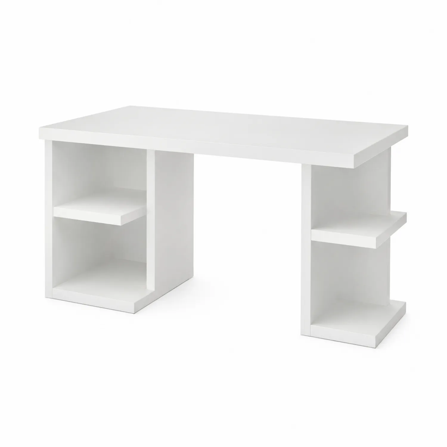 Scrivania con scaffali in legno bianco