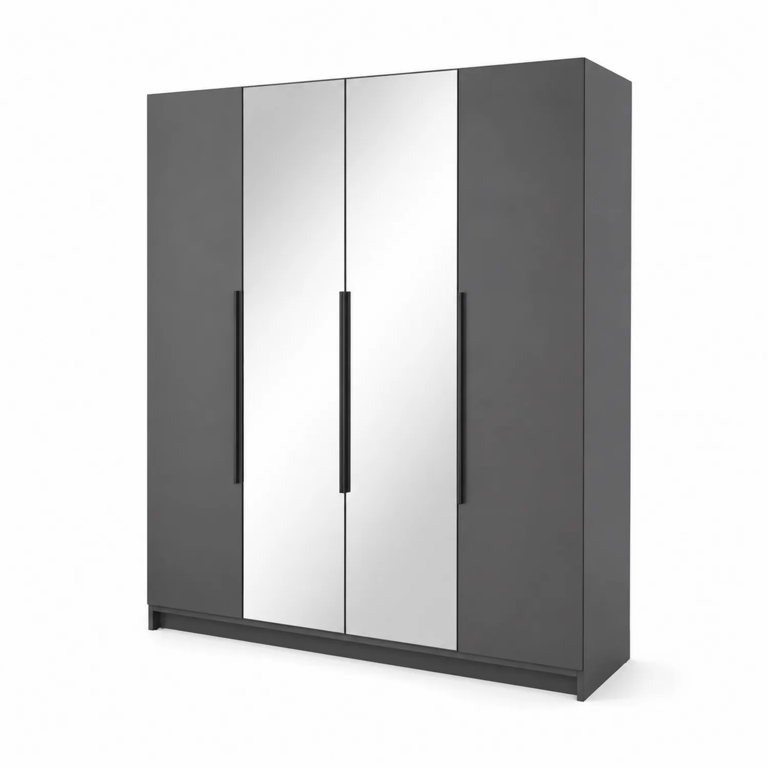 Armadio a 4 Ante con Specchio in MDF Antracite 200x215x60 cm