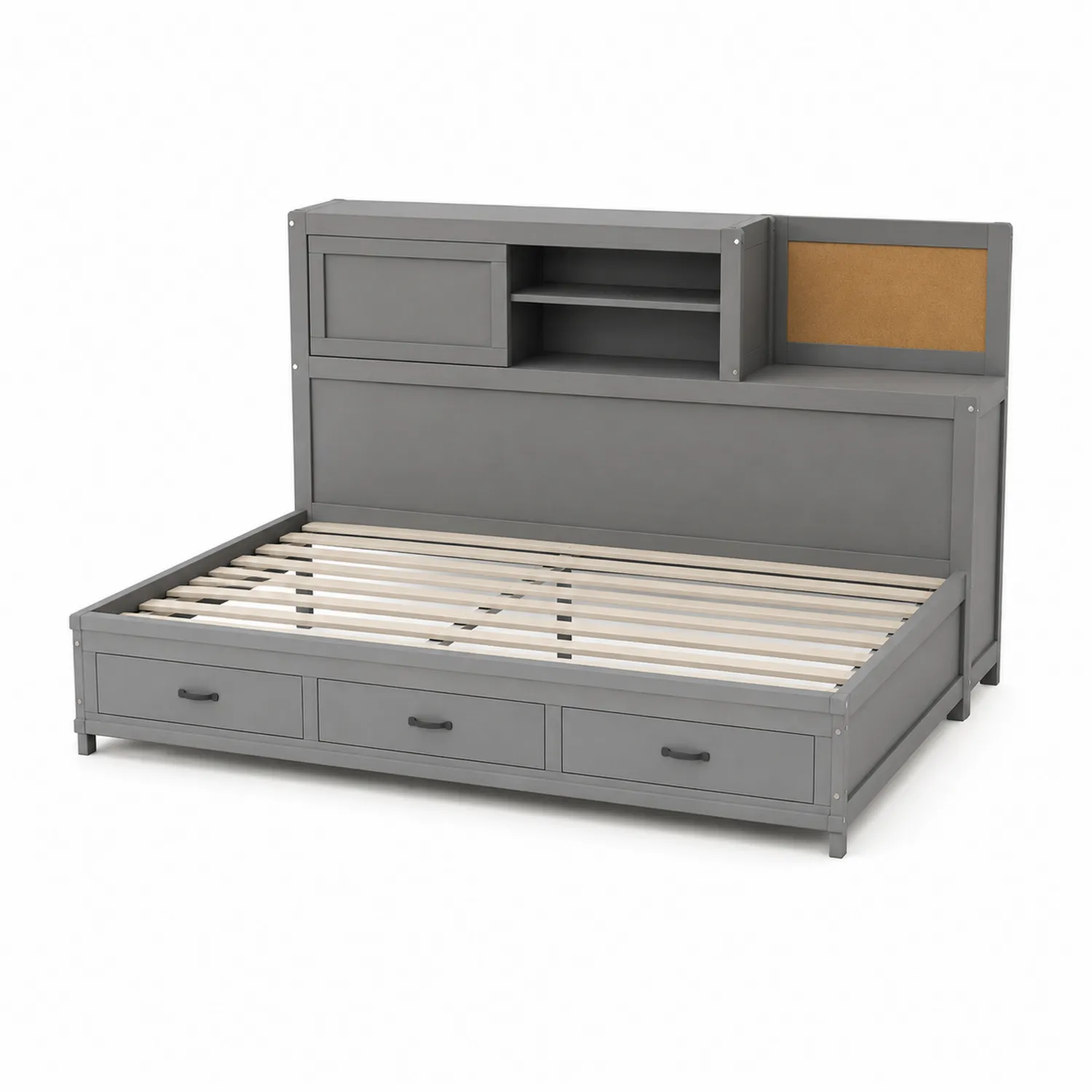 Daybed in legno con cassetti e ripiani Grigio