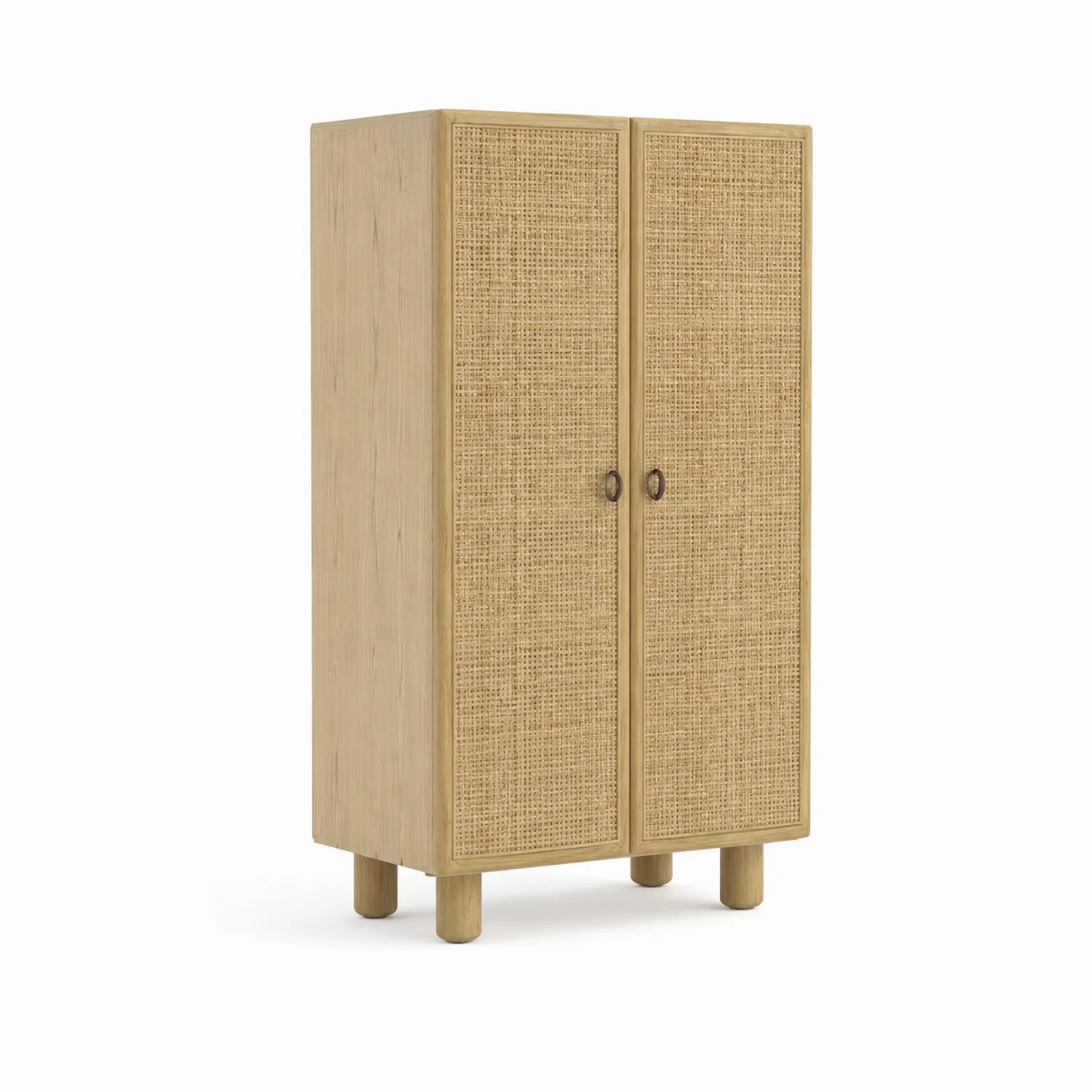 Armadio in Legno e Rattan Naturale 180x80x40 cm