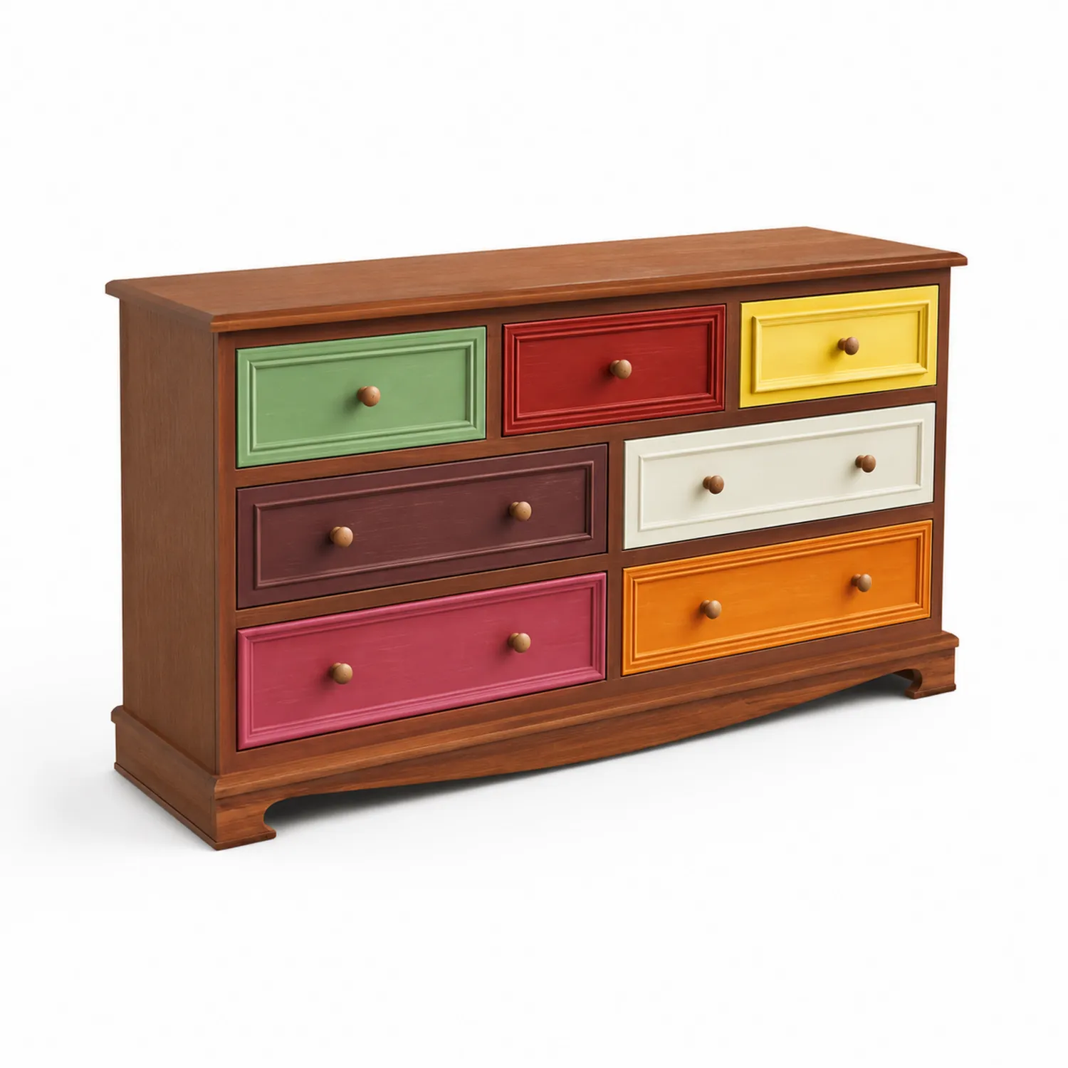 Cassettiera in legno multicolore 8 cassetti