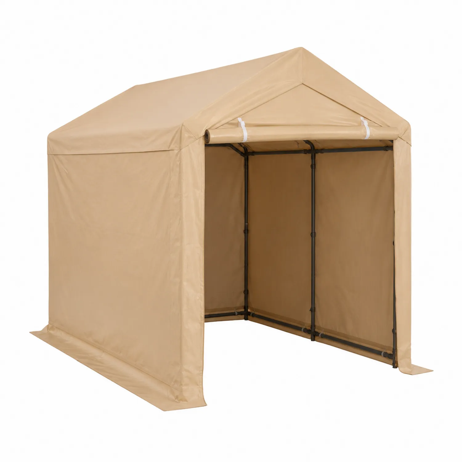Capanno da Giardino in Acciaio e Poliestere Beige 240x180x195 cm