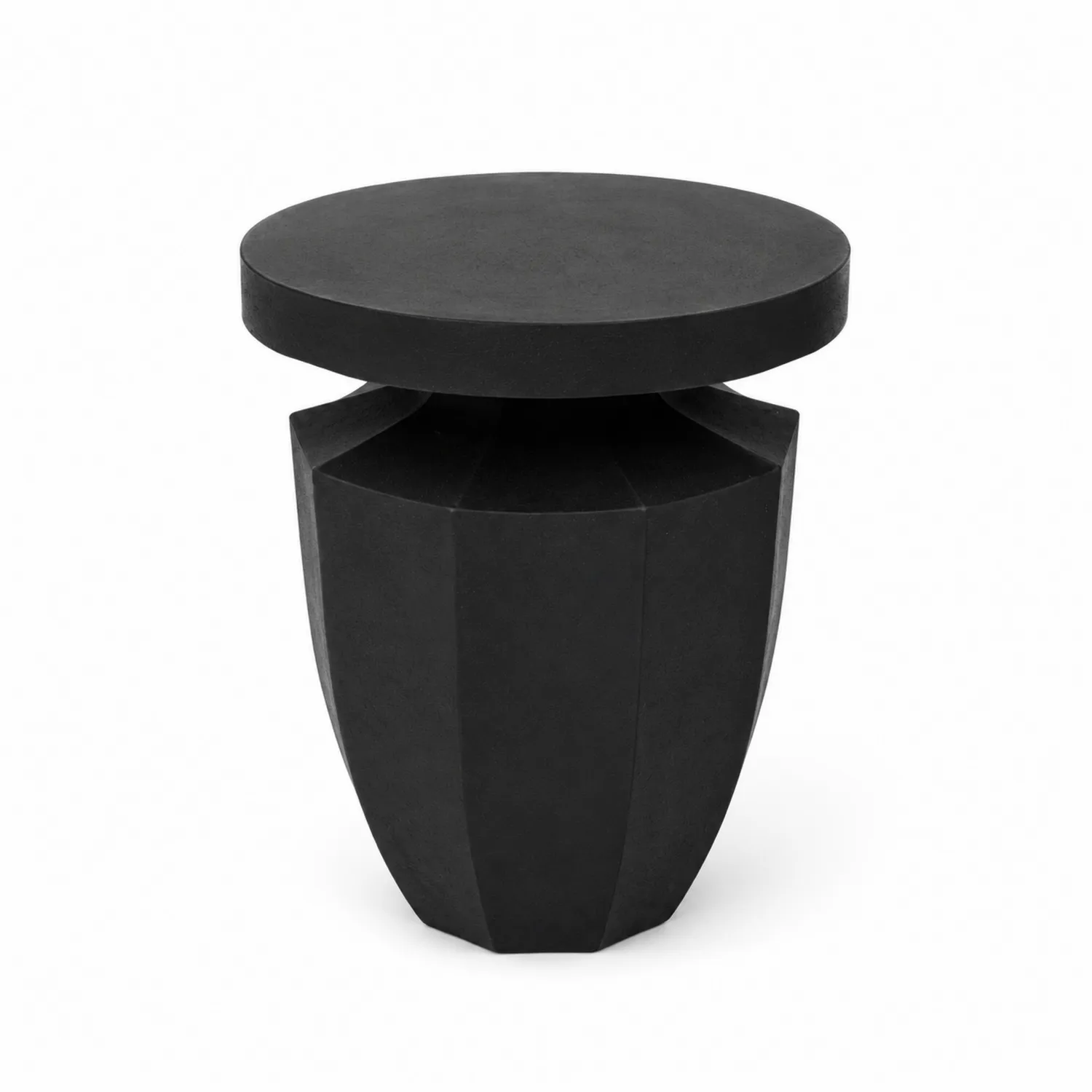 Tavolino da esterno in fibra di cemento nero Ø40 cm