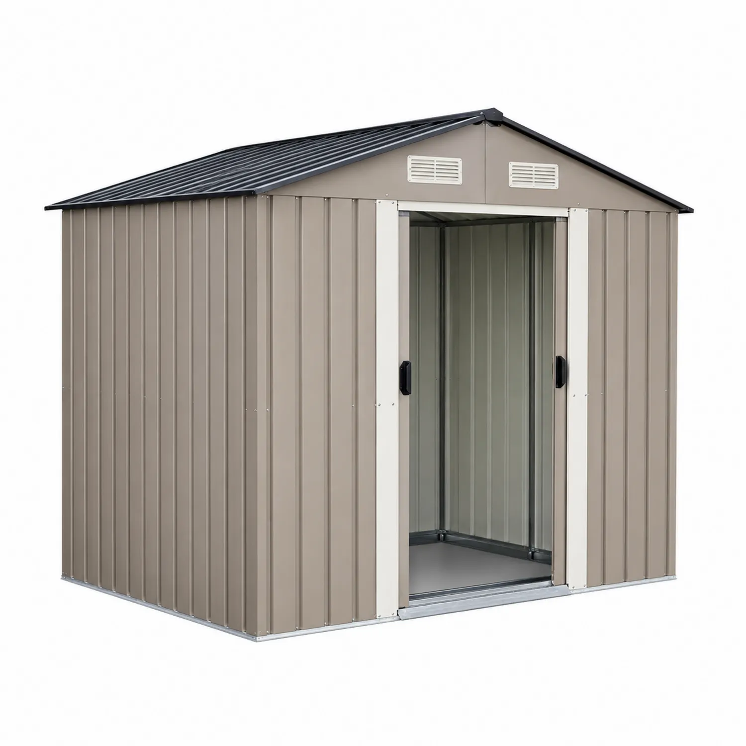 Capanno in metallo con porte scorrevoli Beige/Nero 213x130x185 cm