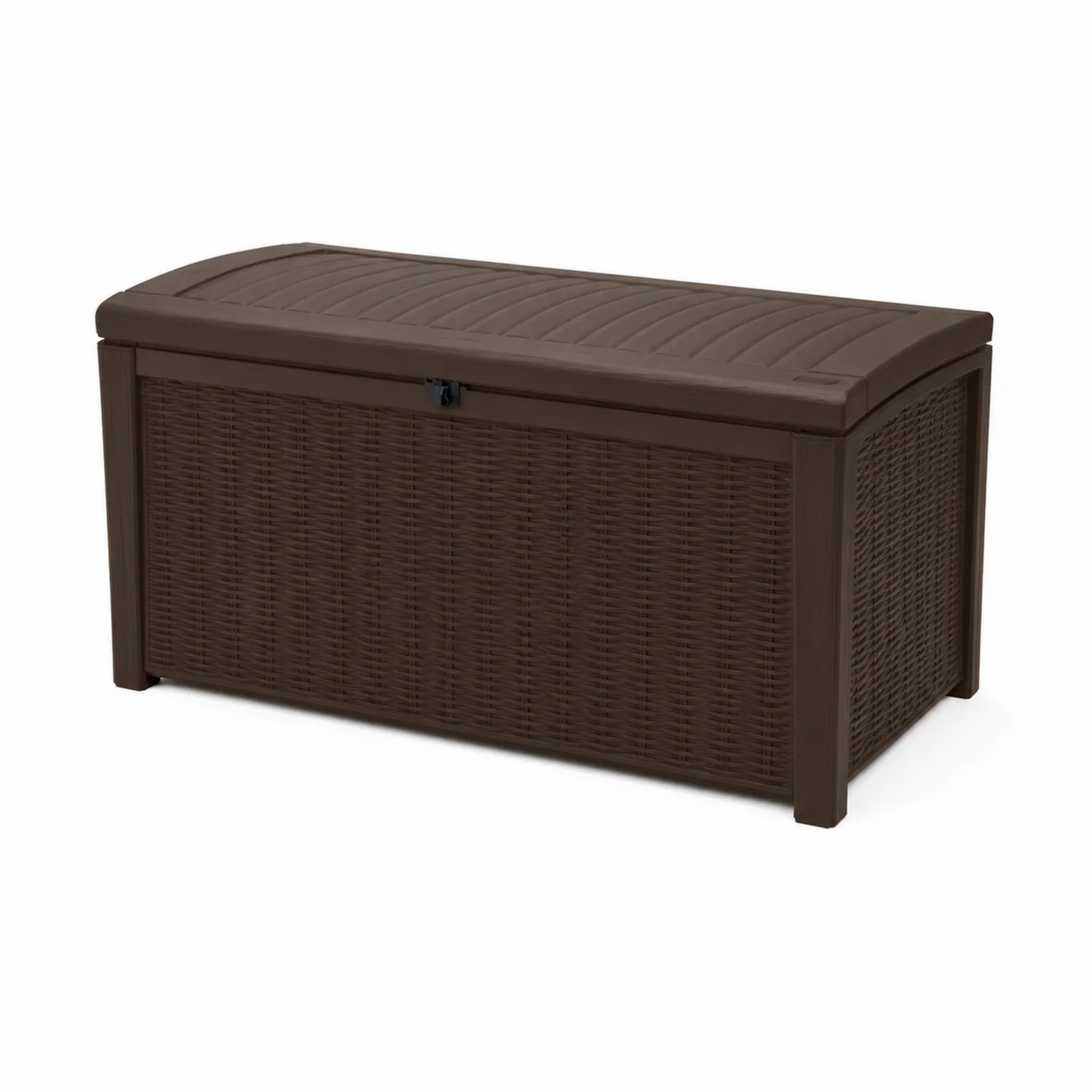 Cassapanca effetto rattan in plastica marrone