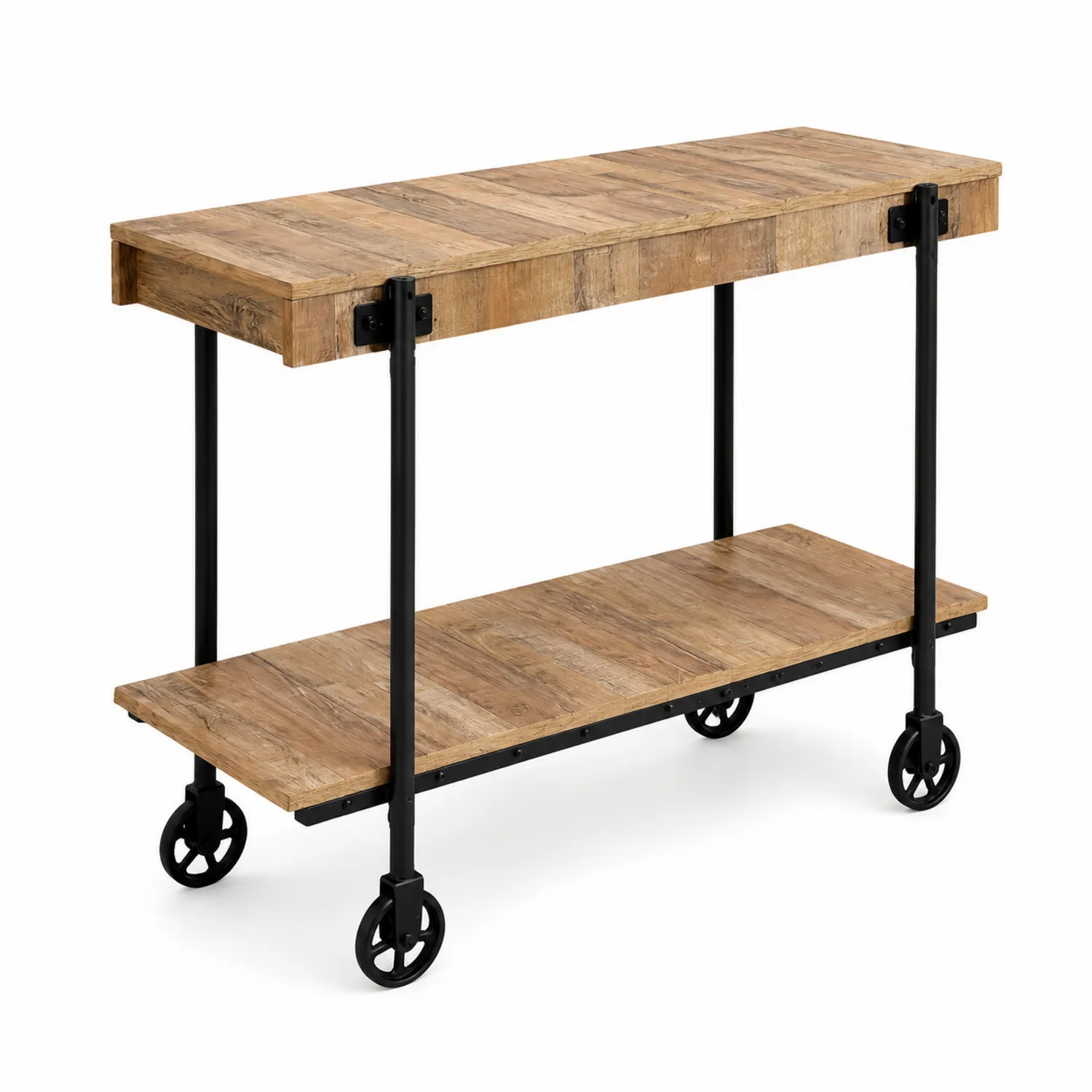 Consolle in legno e metallo con ruote
