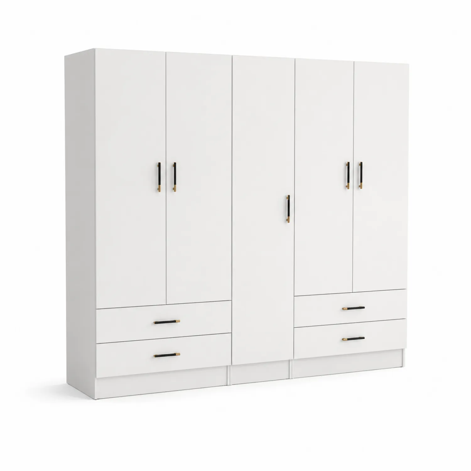 Armadio guardaroba bianco in legno MDF con maniglie metalliche