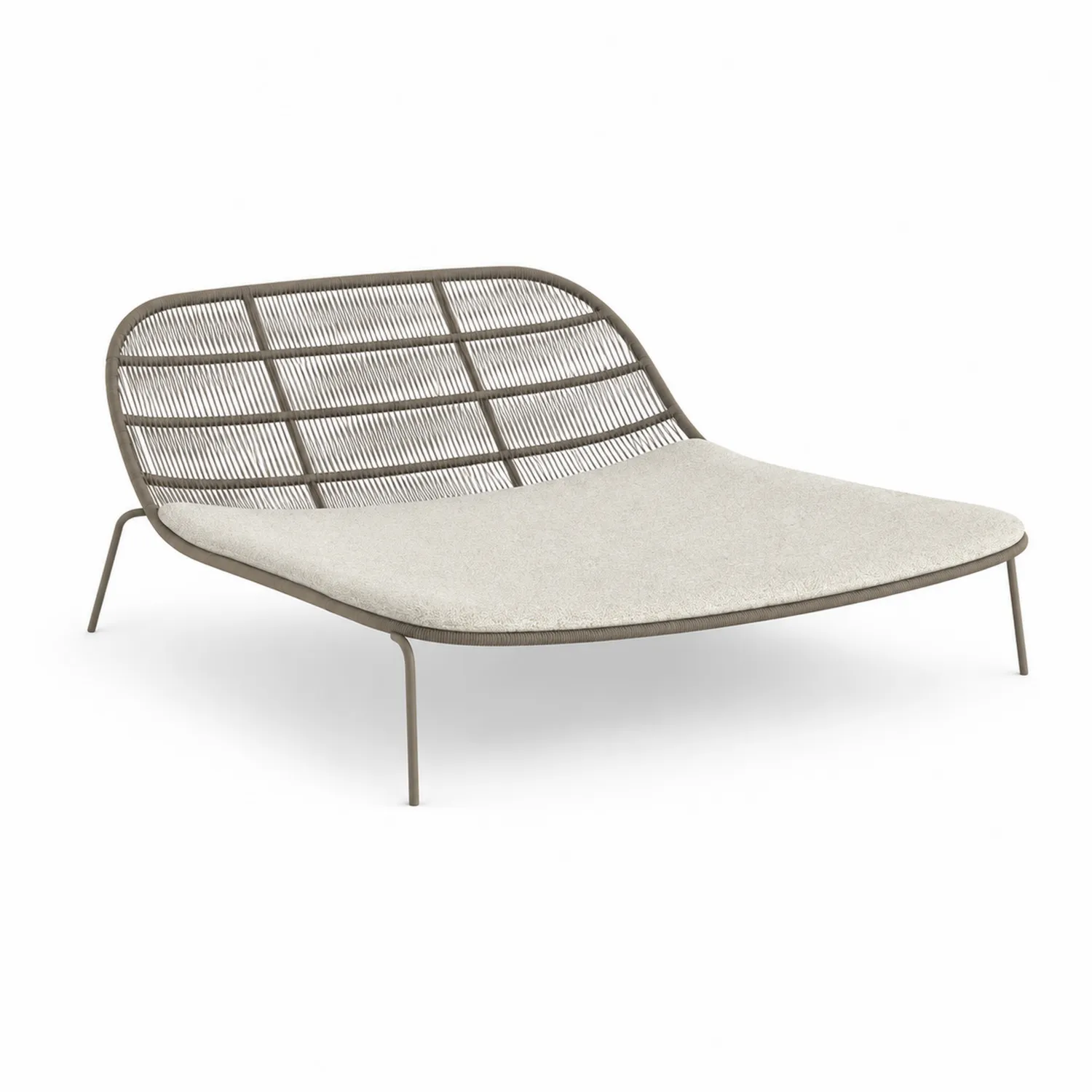 Sdraio da esterno in metallo e corda poliestere beige
