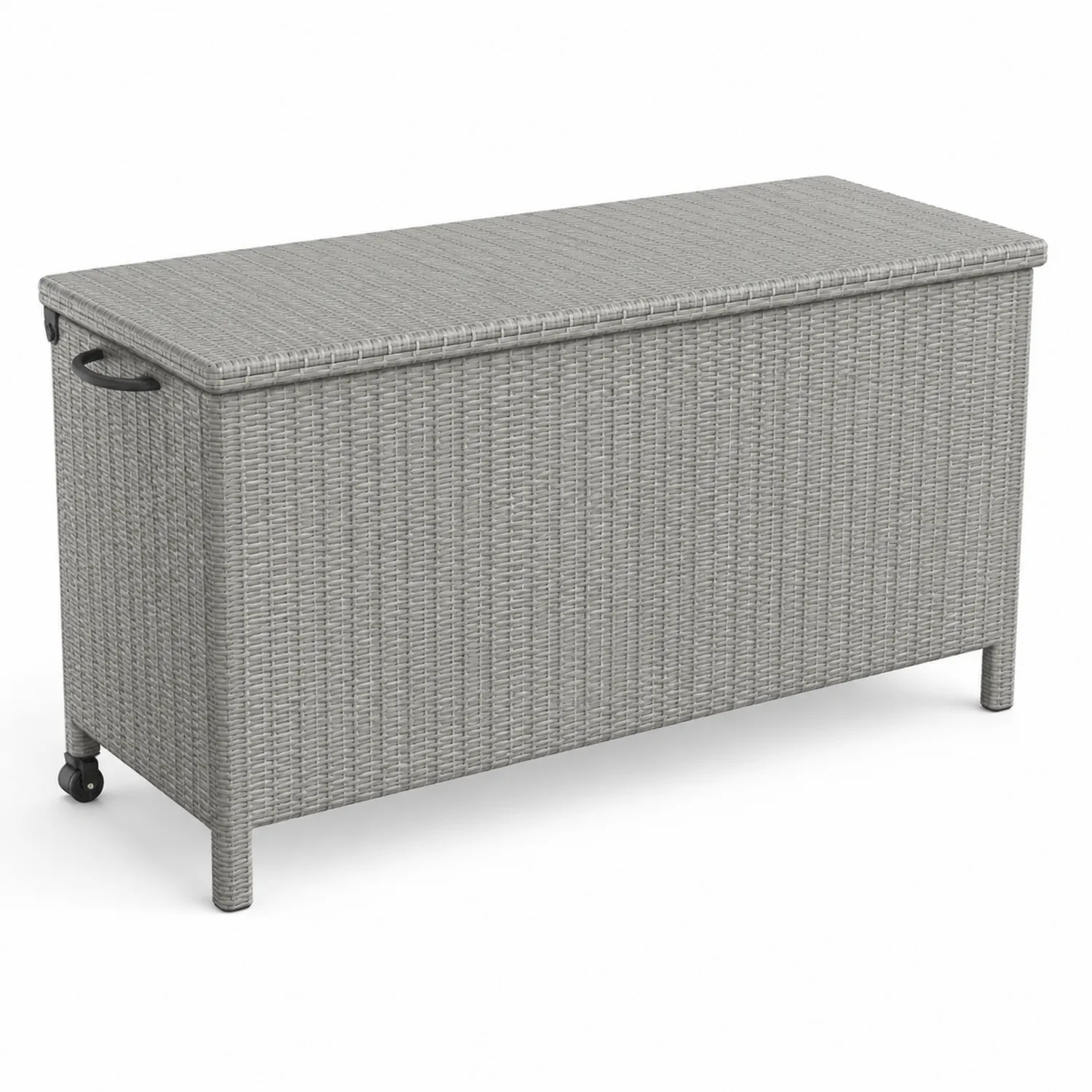 Cassapanca in Rattan Sintetico con Ruote Grigio
