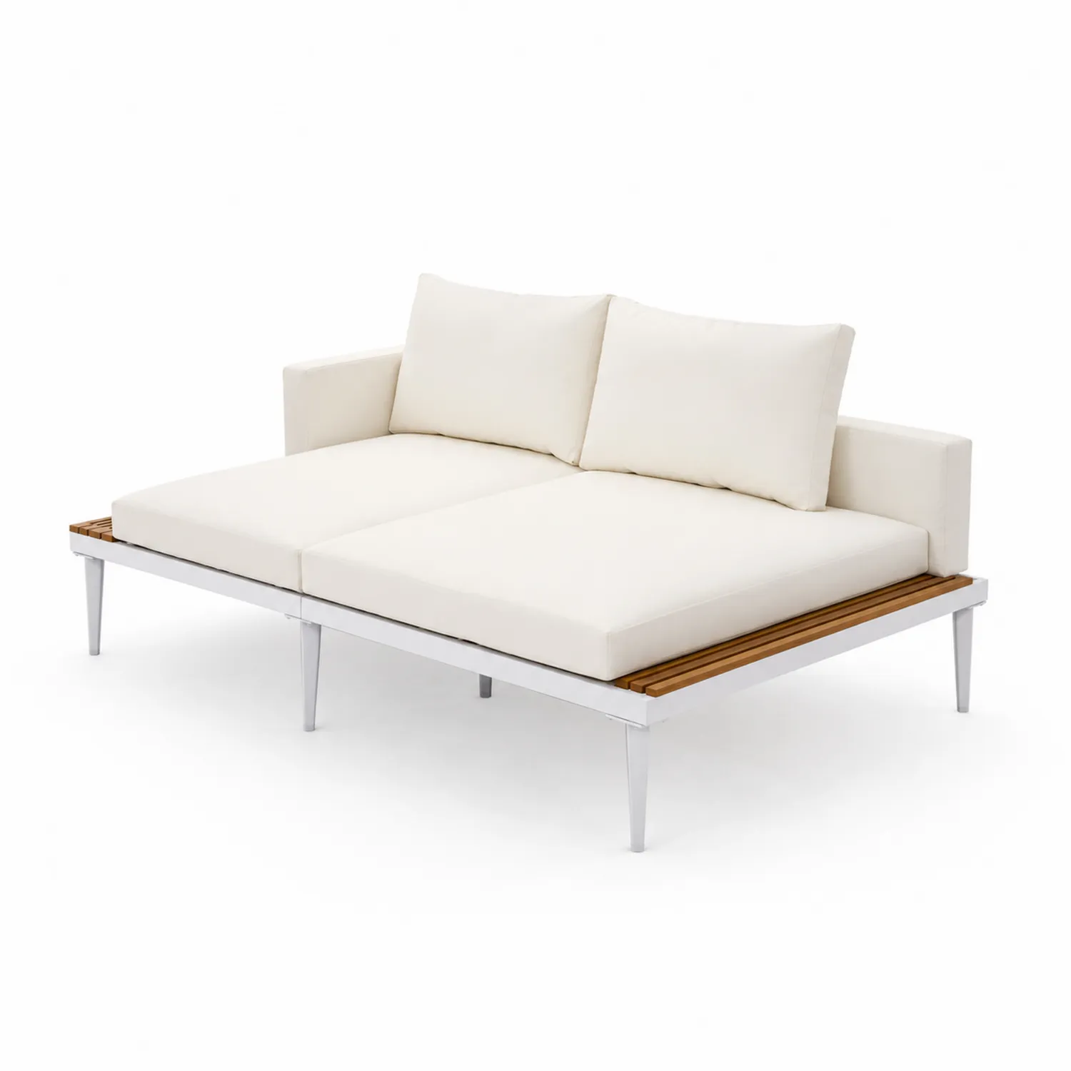 Divano da Giardino in Alluminio e Teak con Cuscini